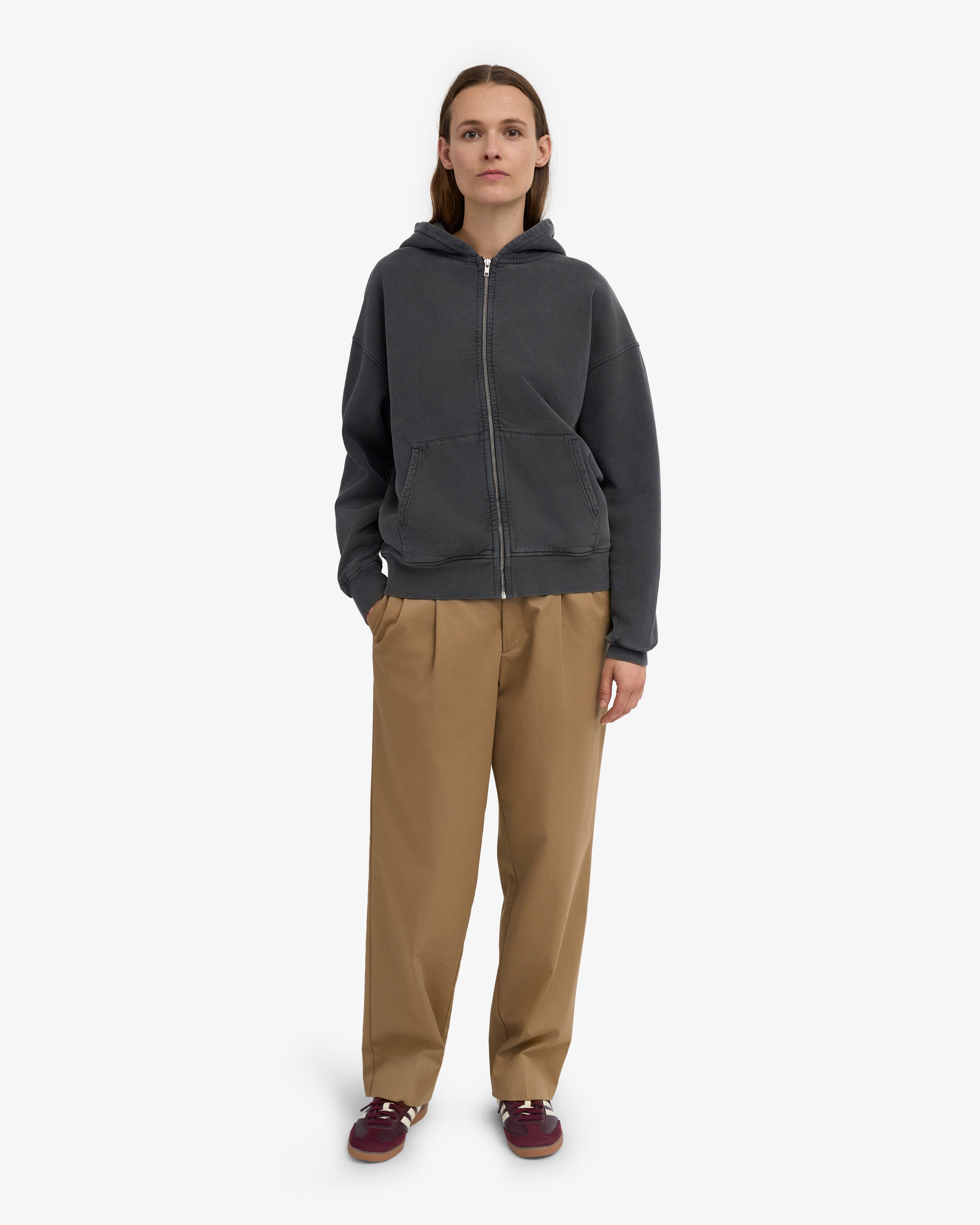 Organic Oversized Zip Hood - Faded Black