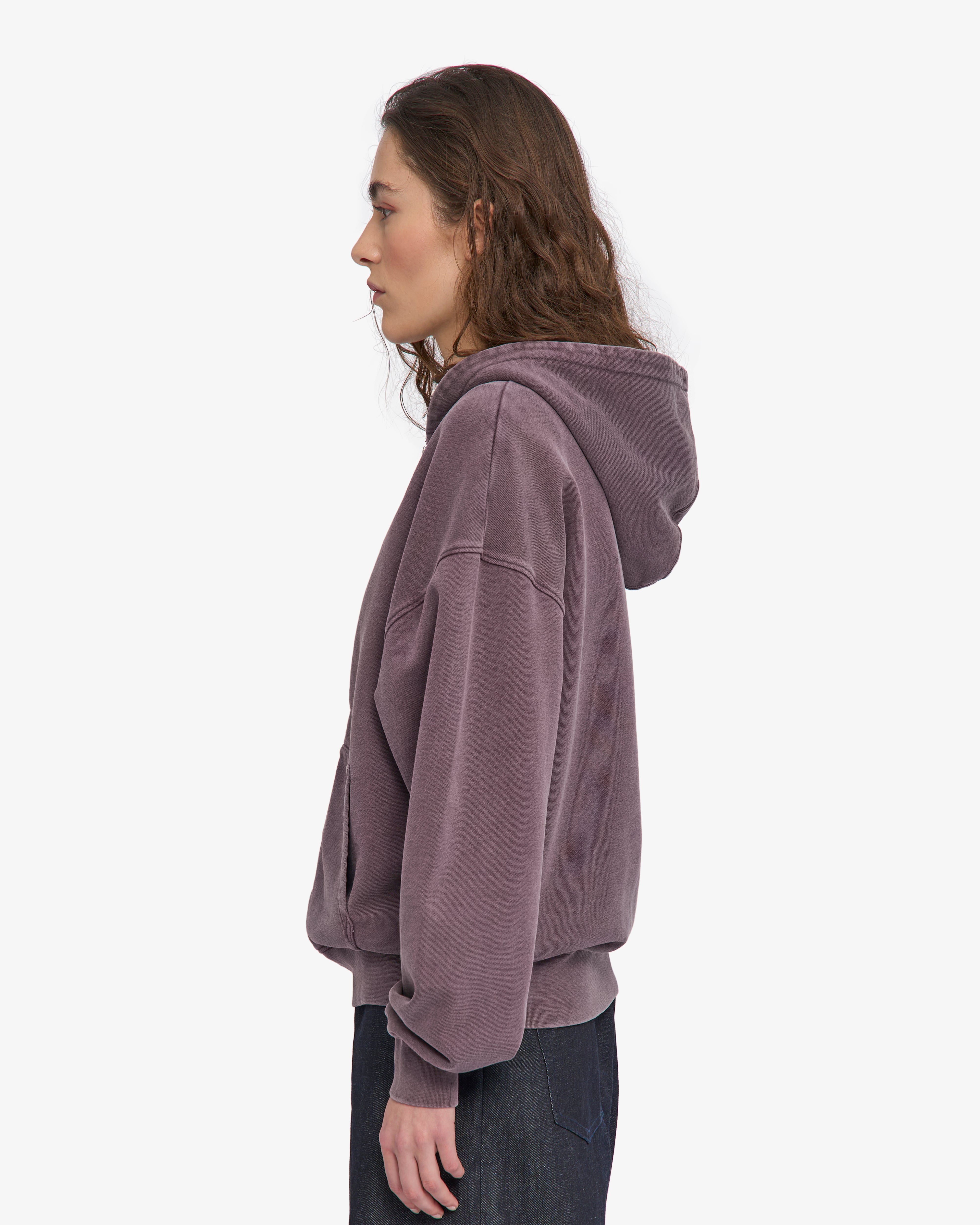 Organic Oversized Zip Hood - Faded Grape