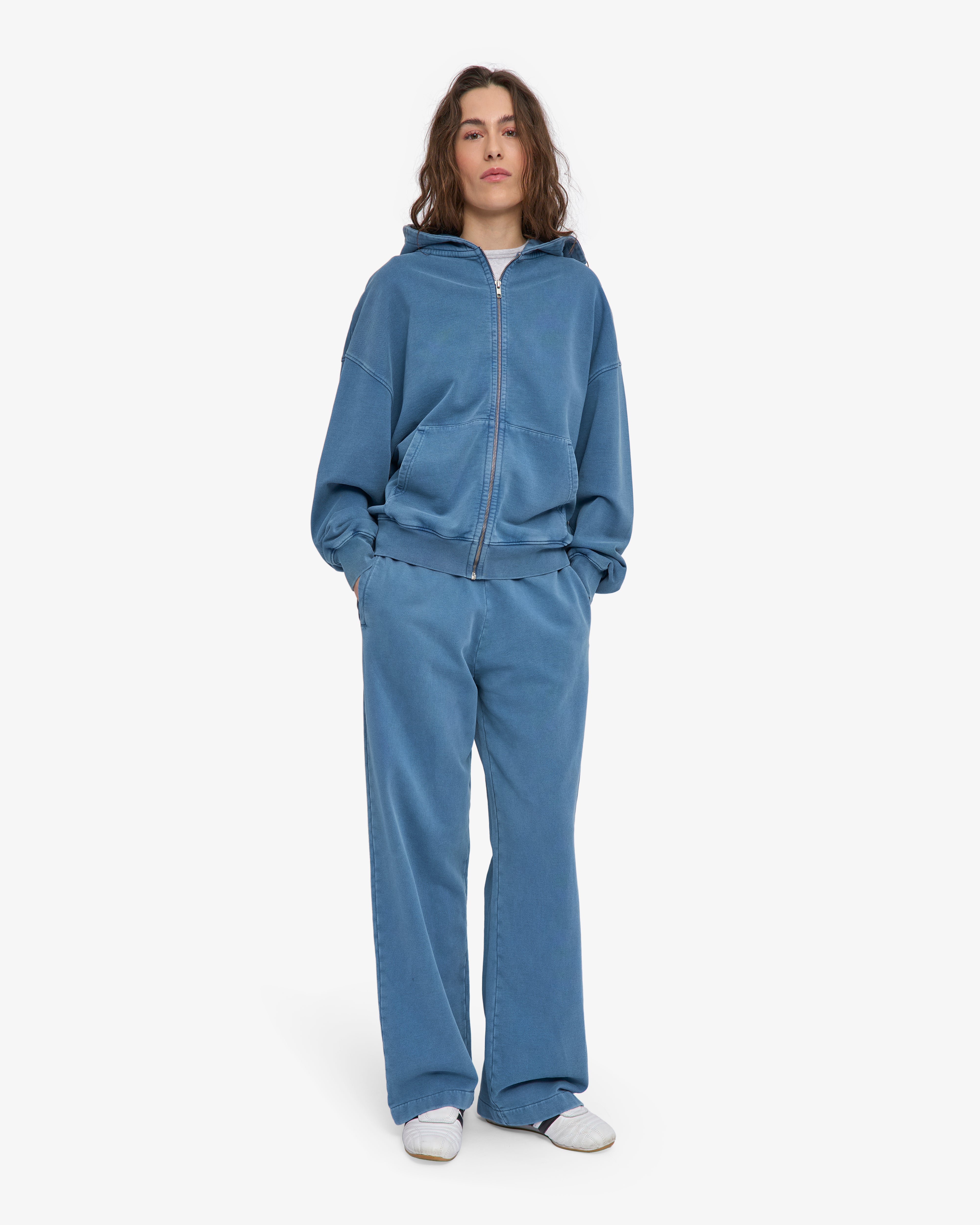 Organic Oversized Zip Hood - Faded Indigo