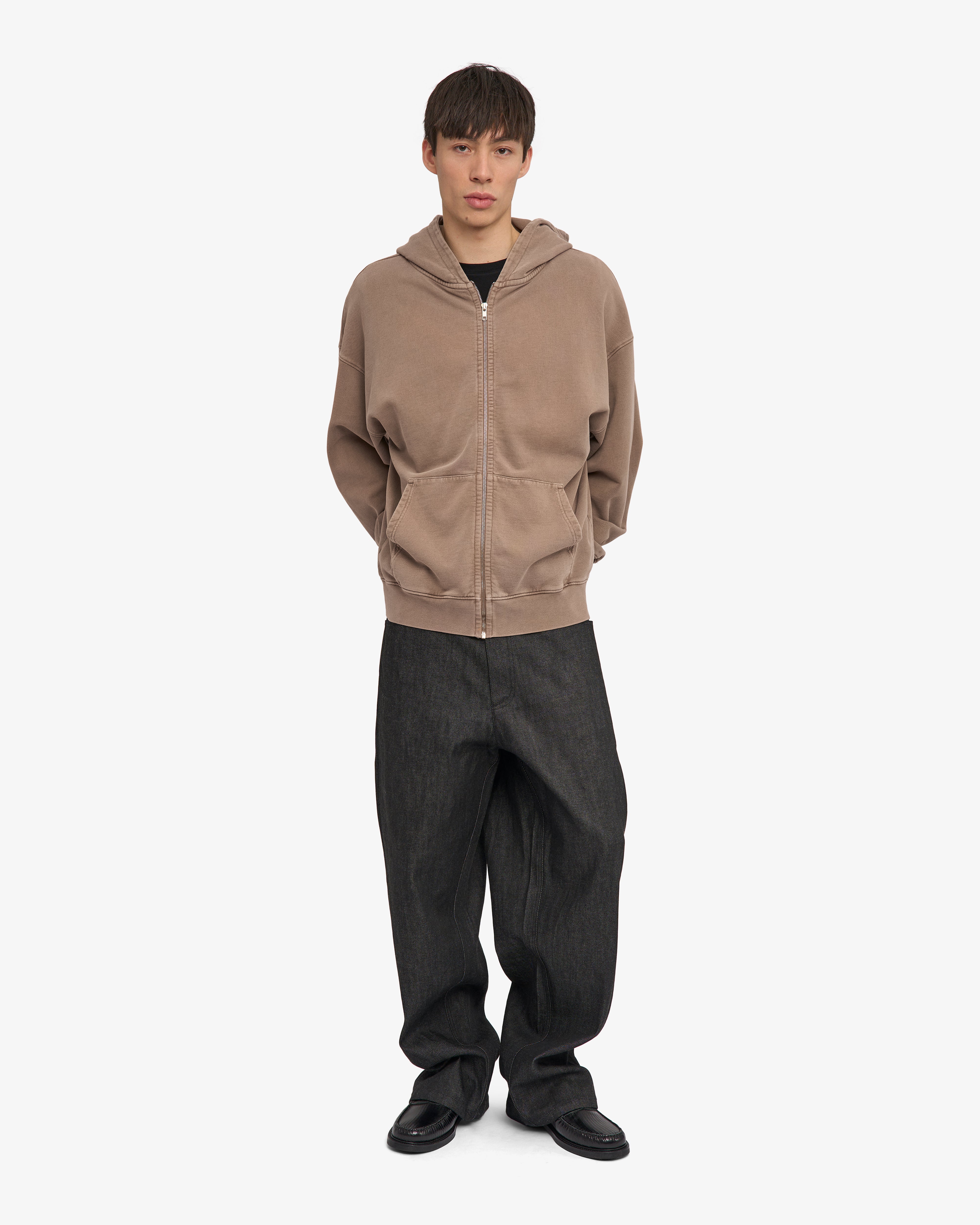 Organic Oversized Zip Hood - Faded Khaki