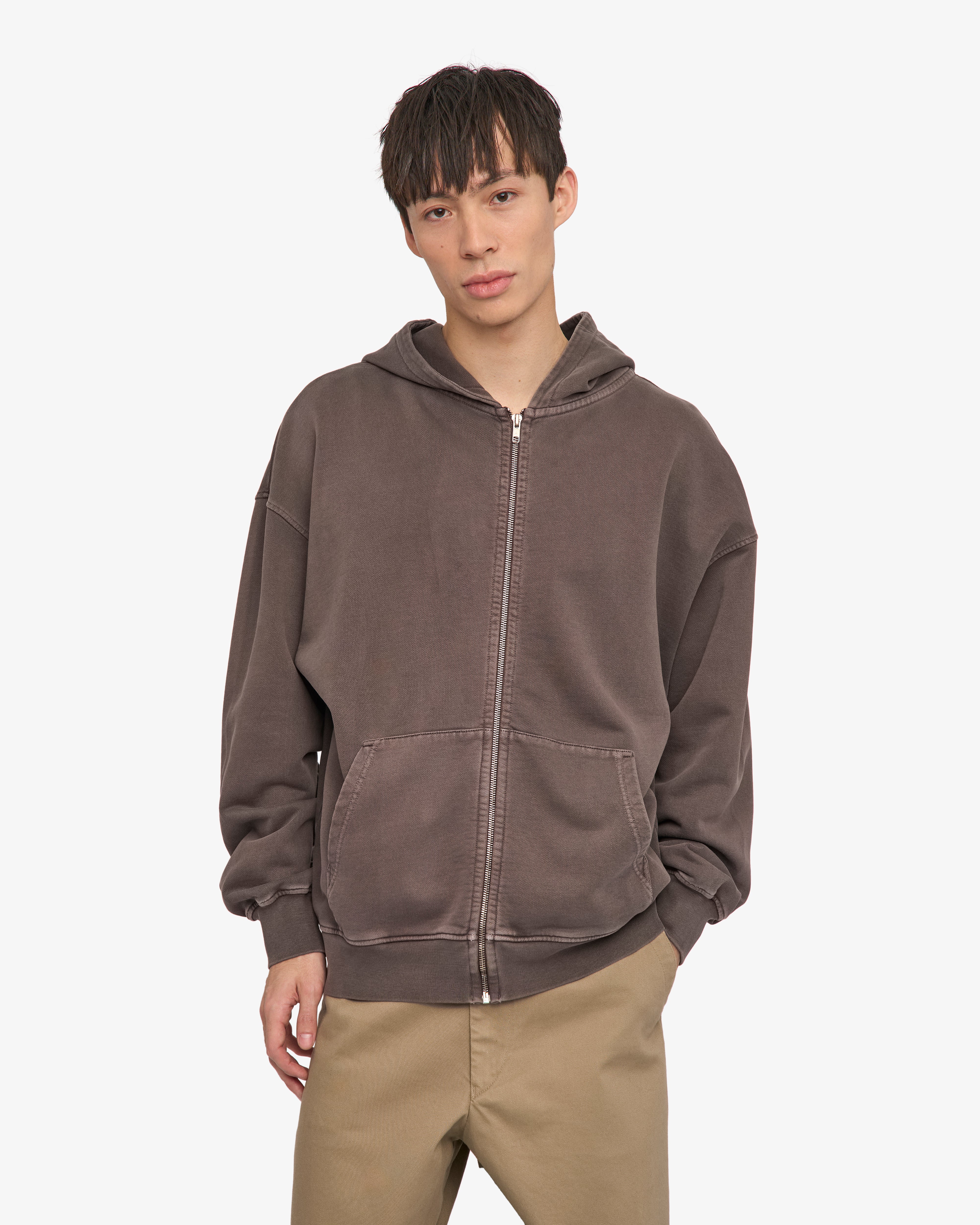 Organic Oversized Zip Hood - Faded Mud