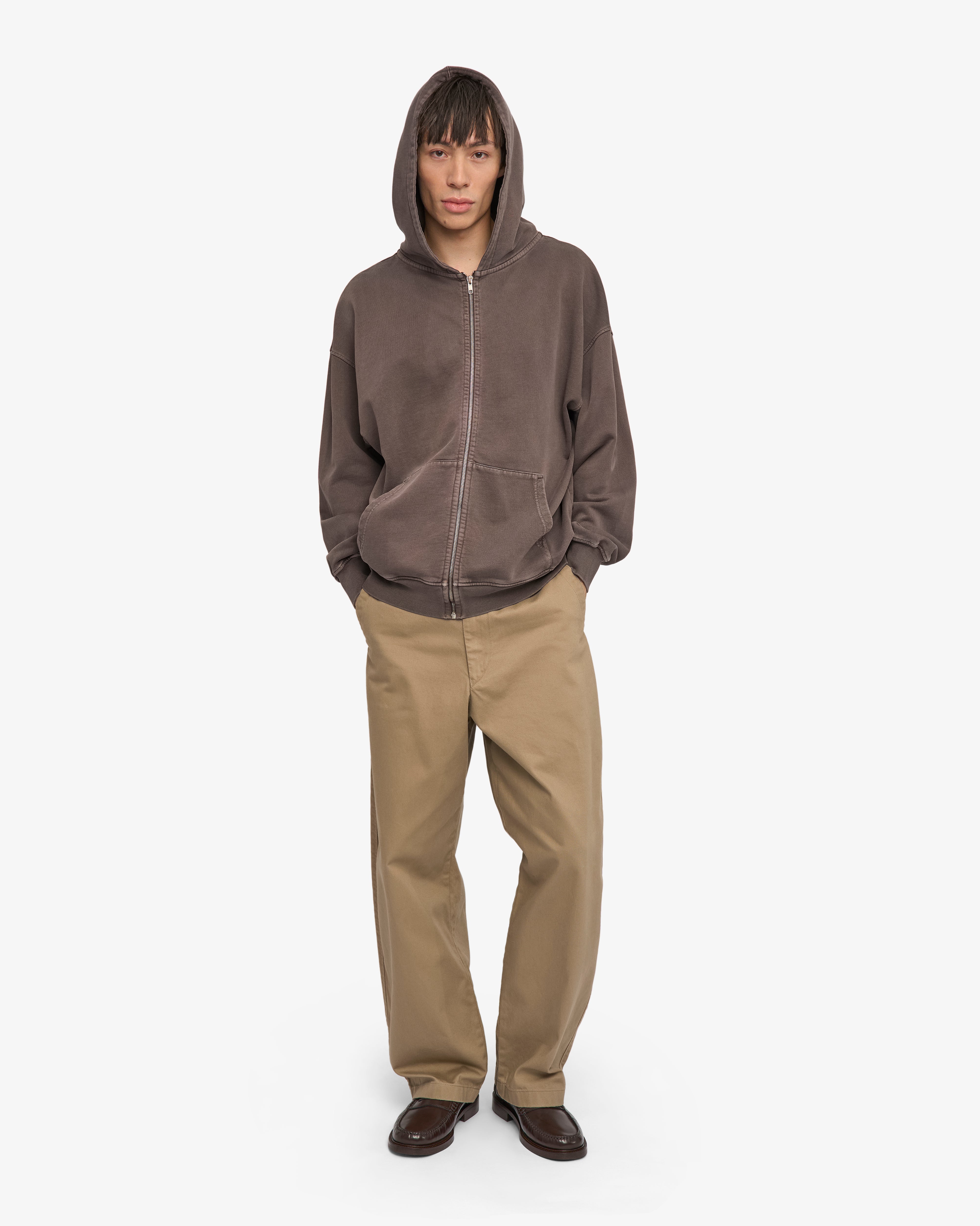 Organic Oversized Zip Hood - Faded Mud