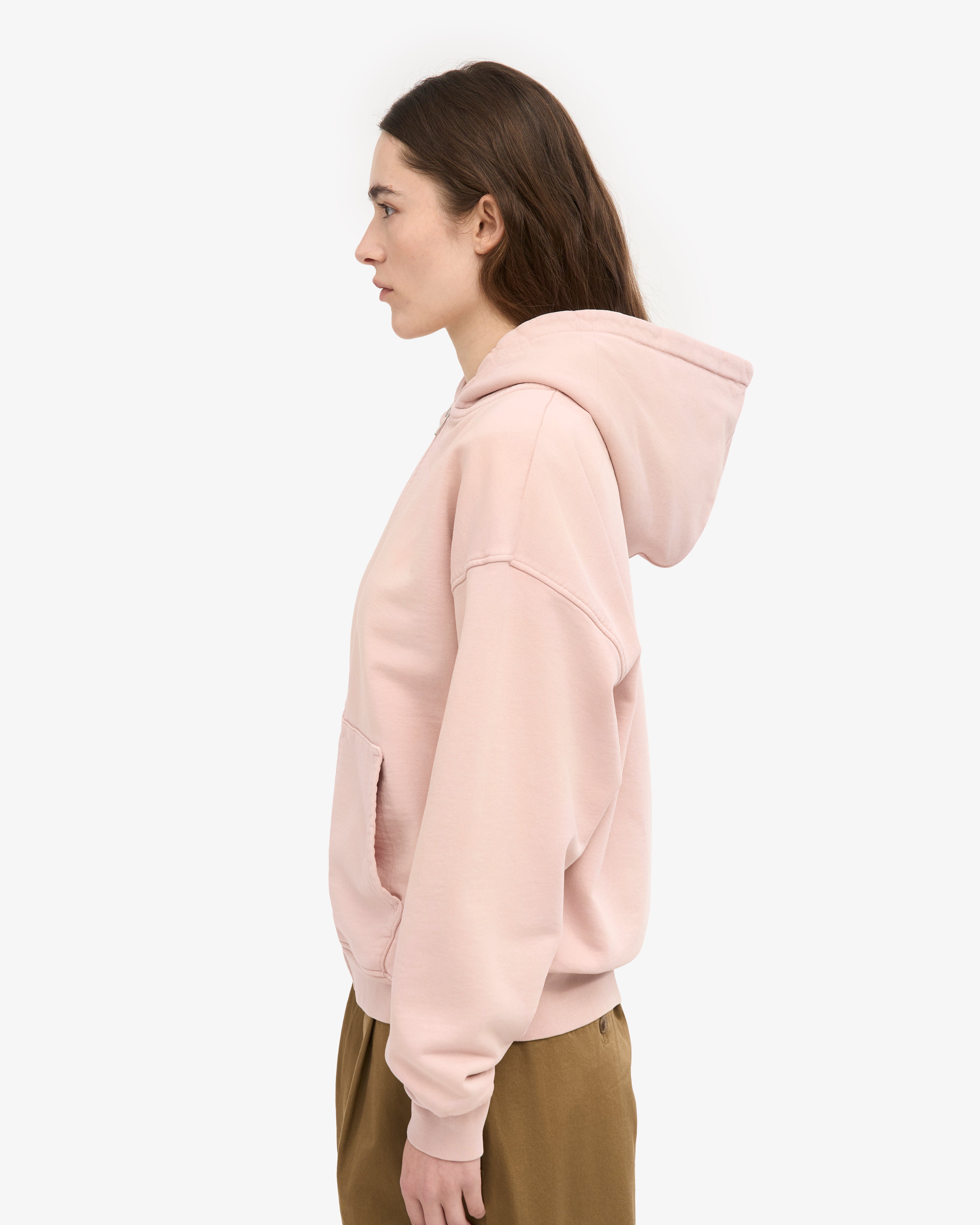Organic Oversized Zip Hood - Faded Pink