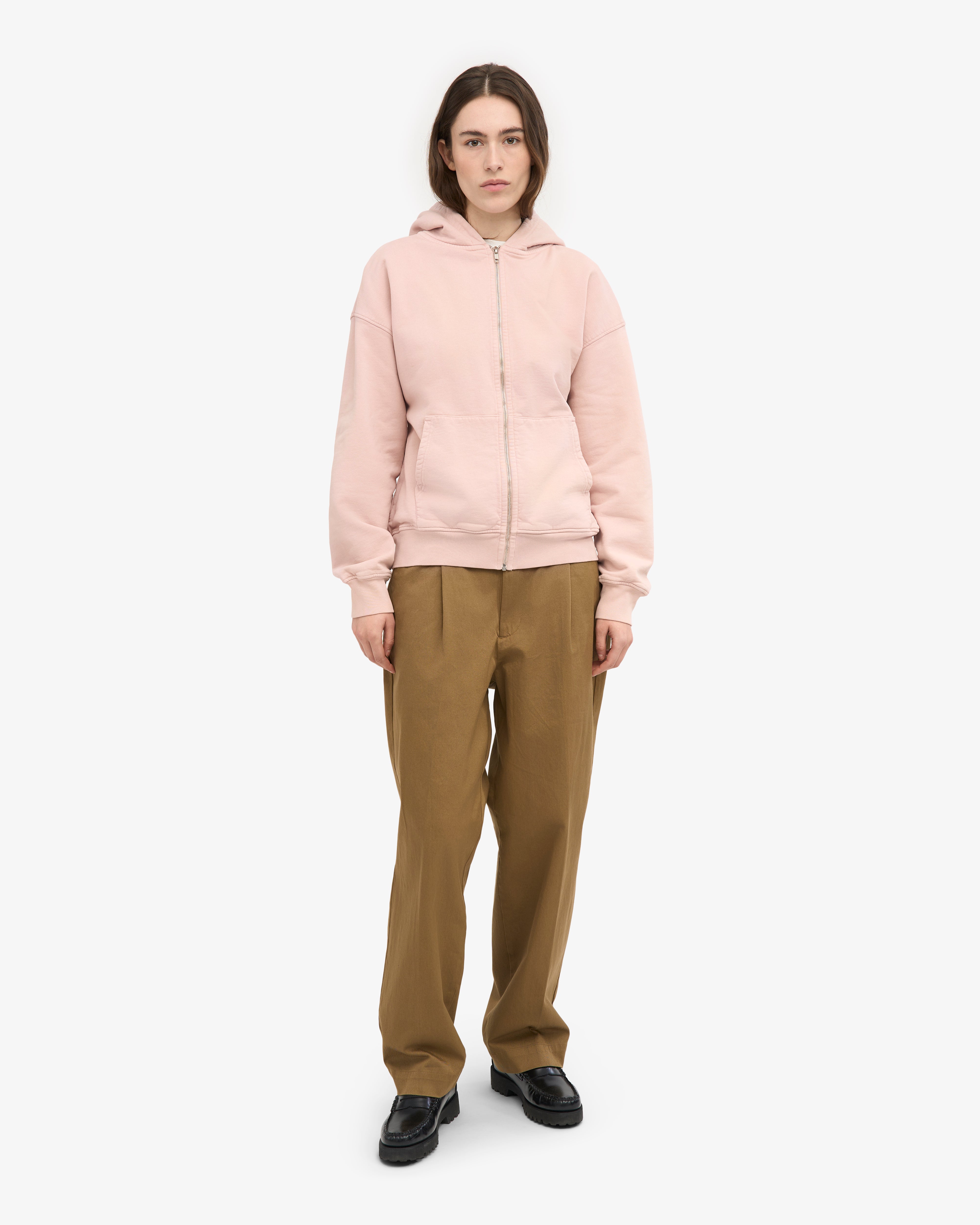Organic Oversized Zip Hood - Faded Pink