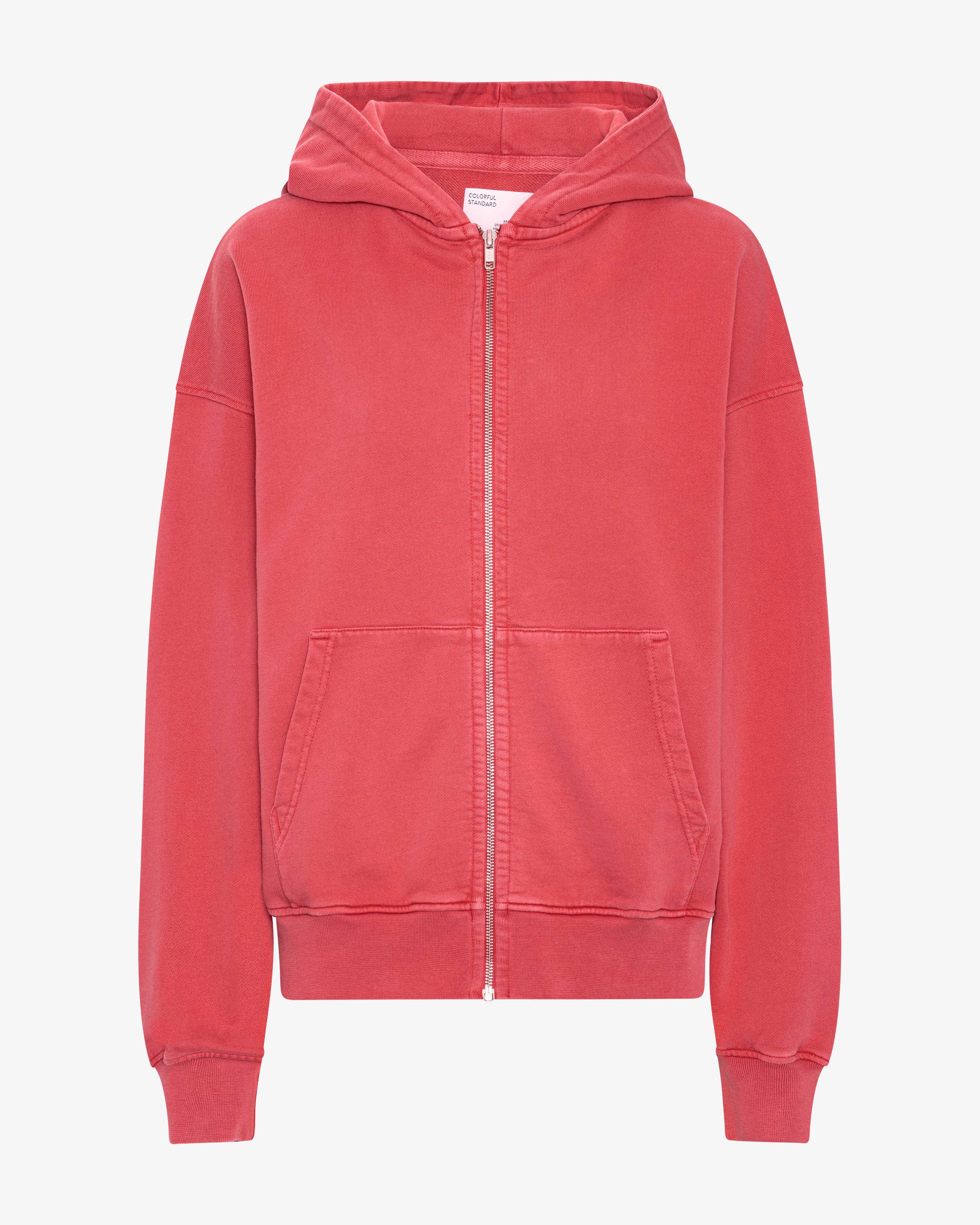 Organic Oversized Zip Hood - Faded Red