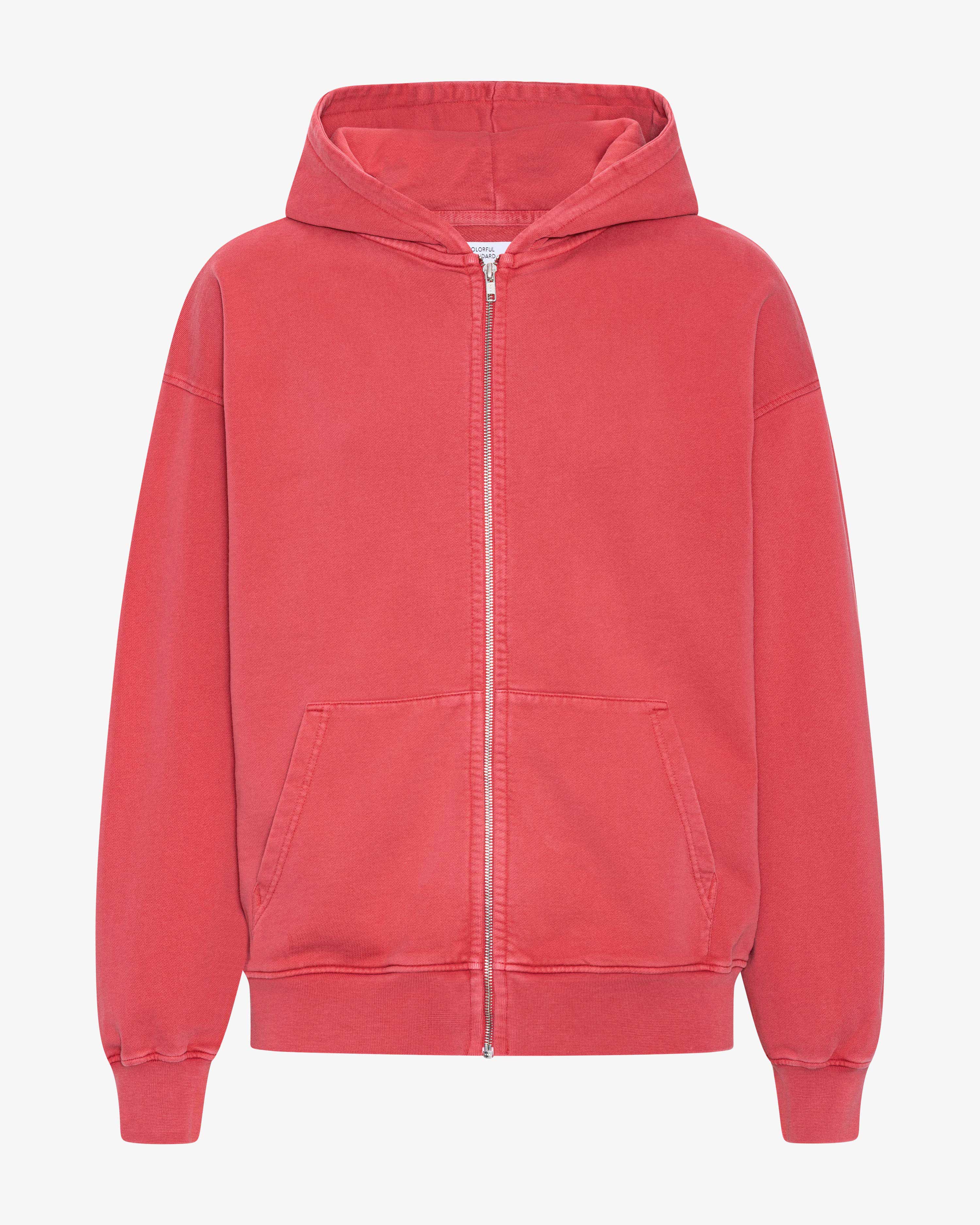 Organic Oversized Zip Hood - Faded Red