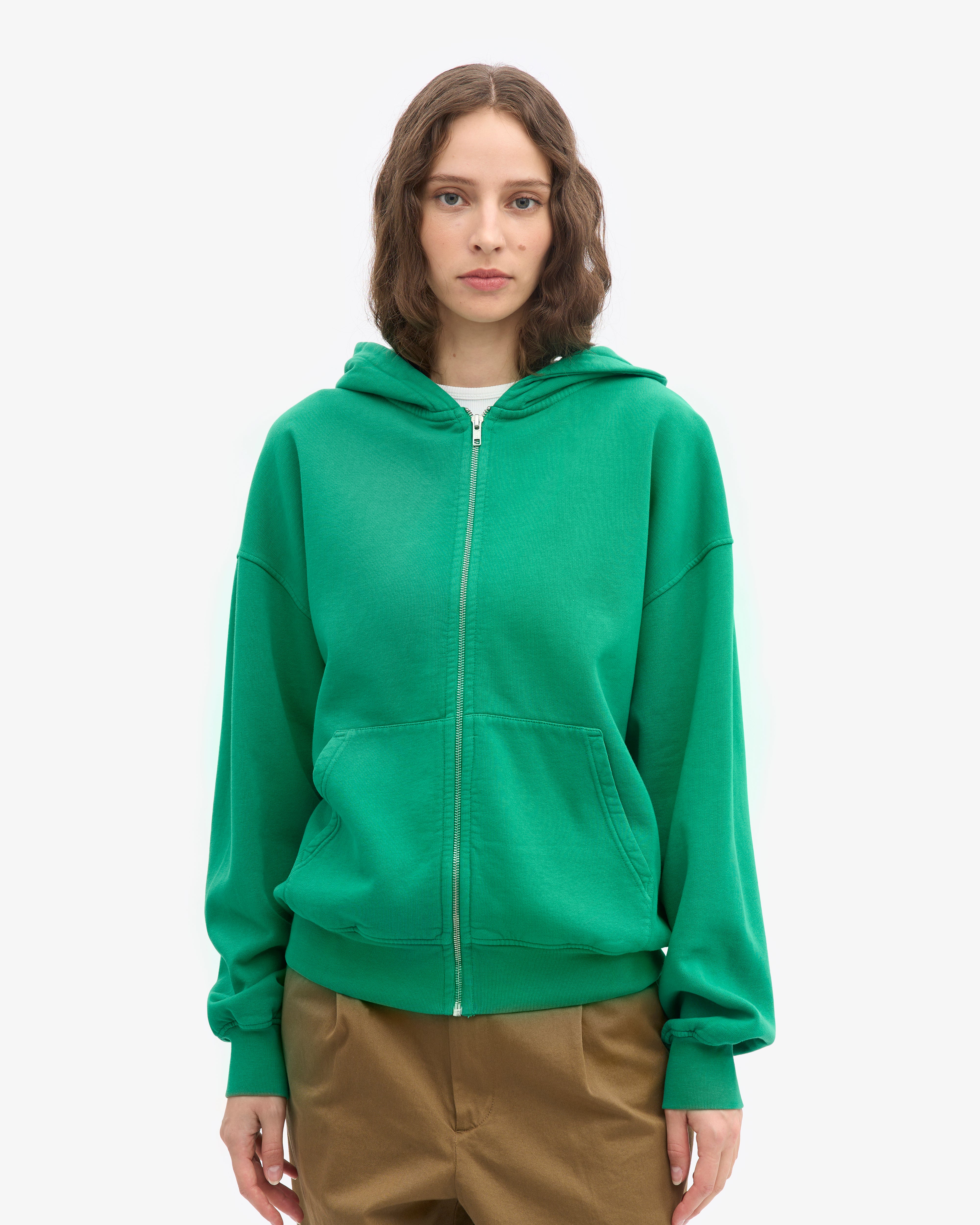 Organic Oversized Zip Hood - Kelly Green