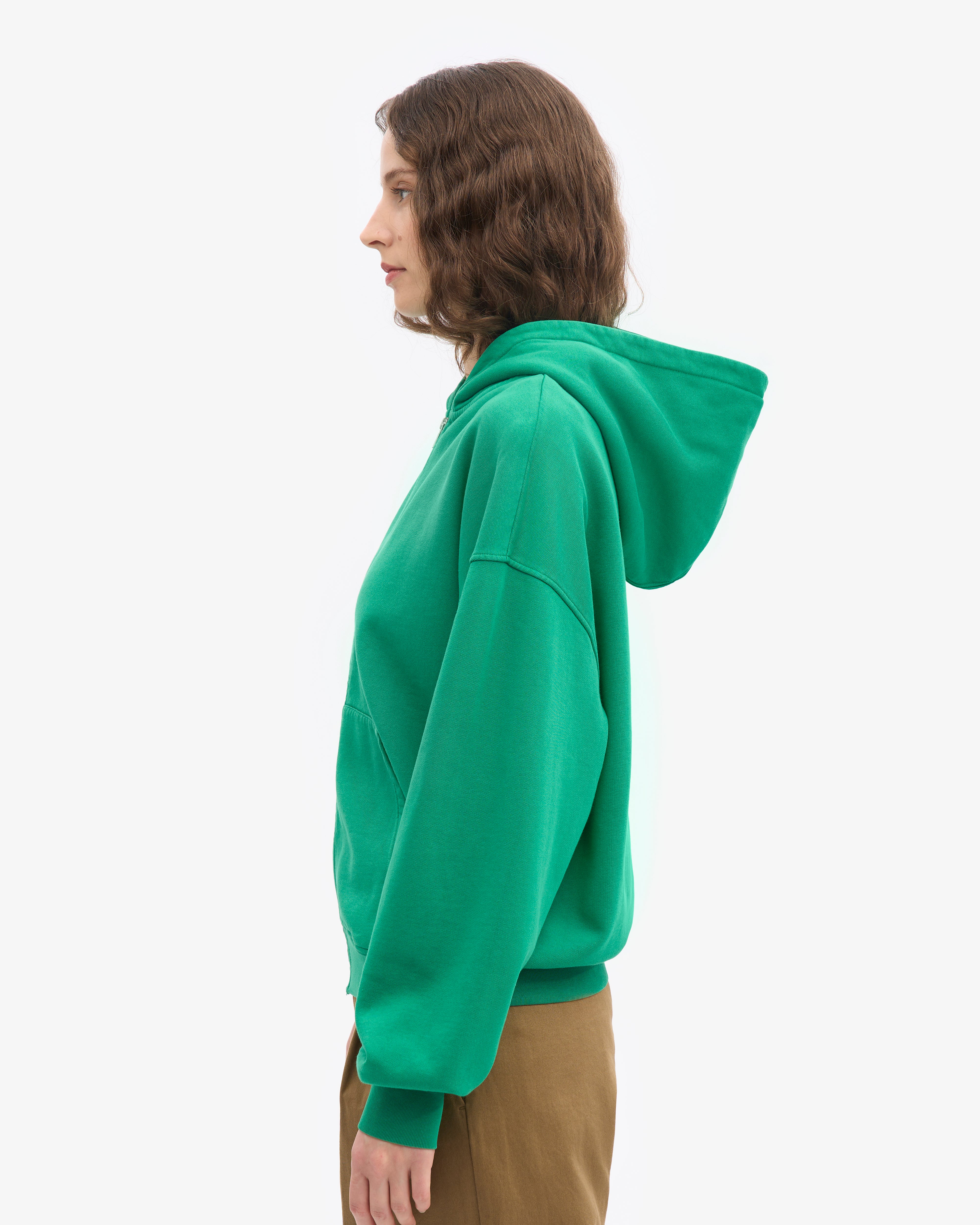 Organic Oversized Zip Hood - Kelly Green