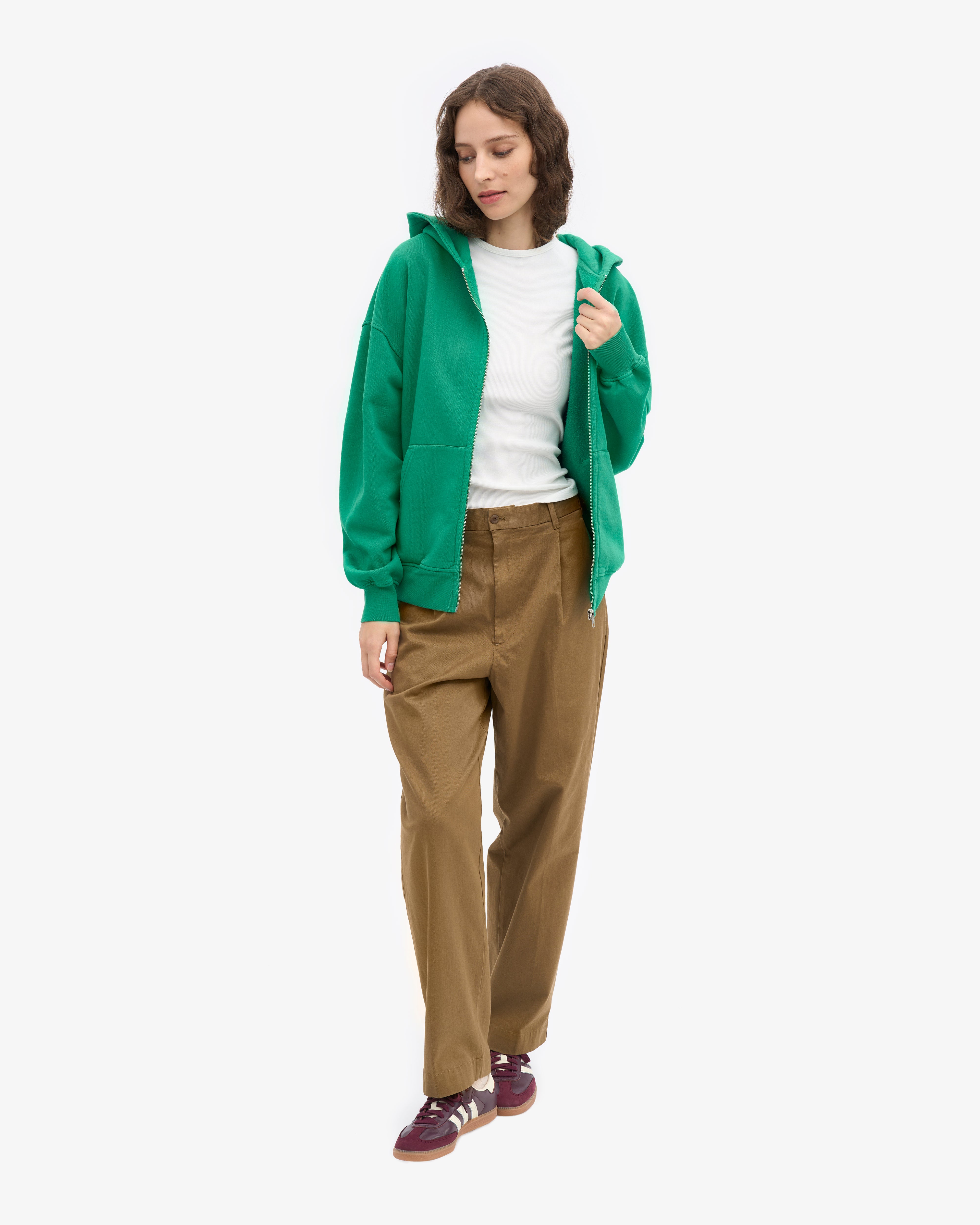 Organic Oversized Zip Hood - Kelly Green