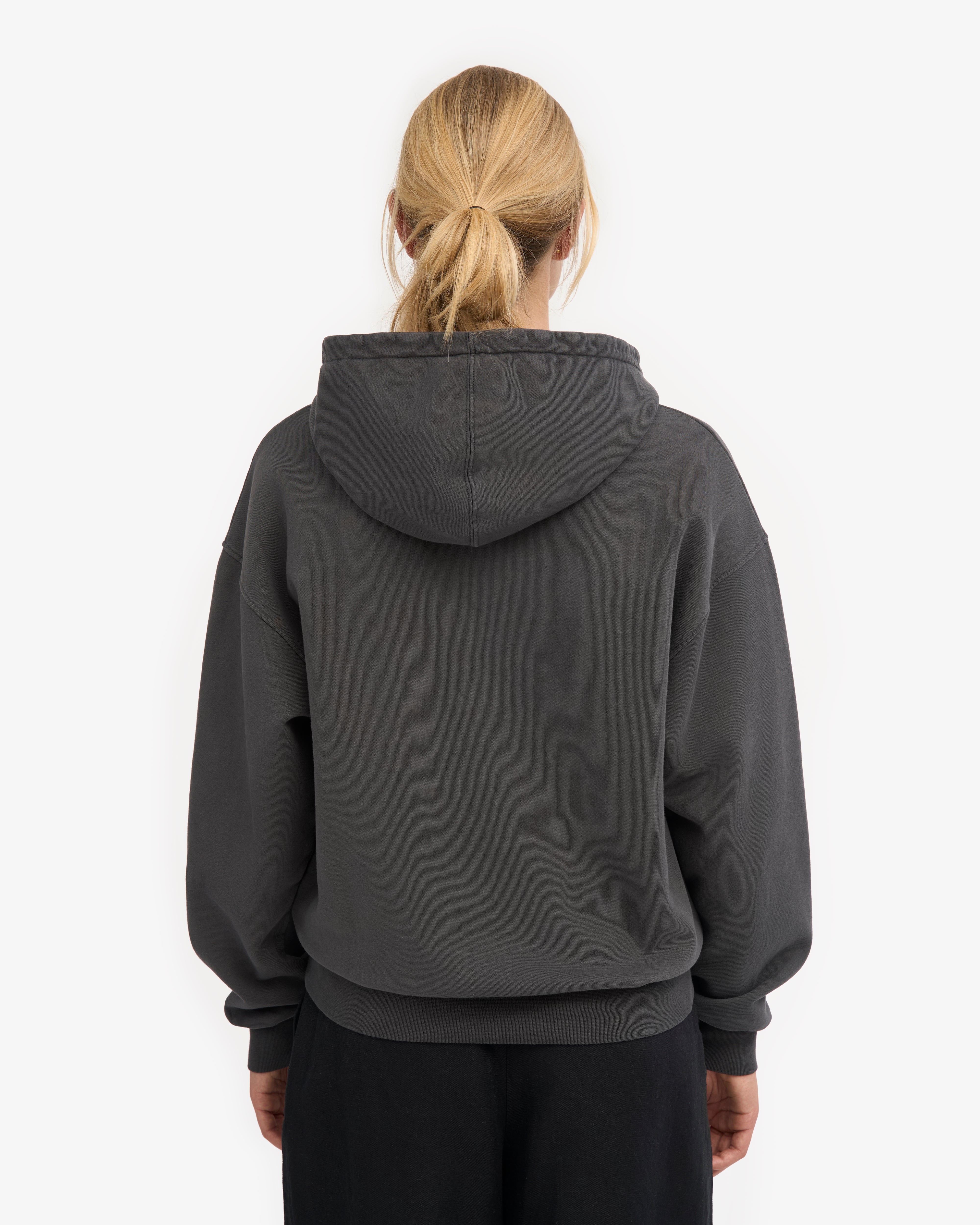 Organic Oversized Zip Hood - Lava Grey