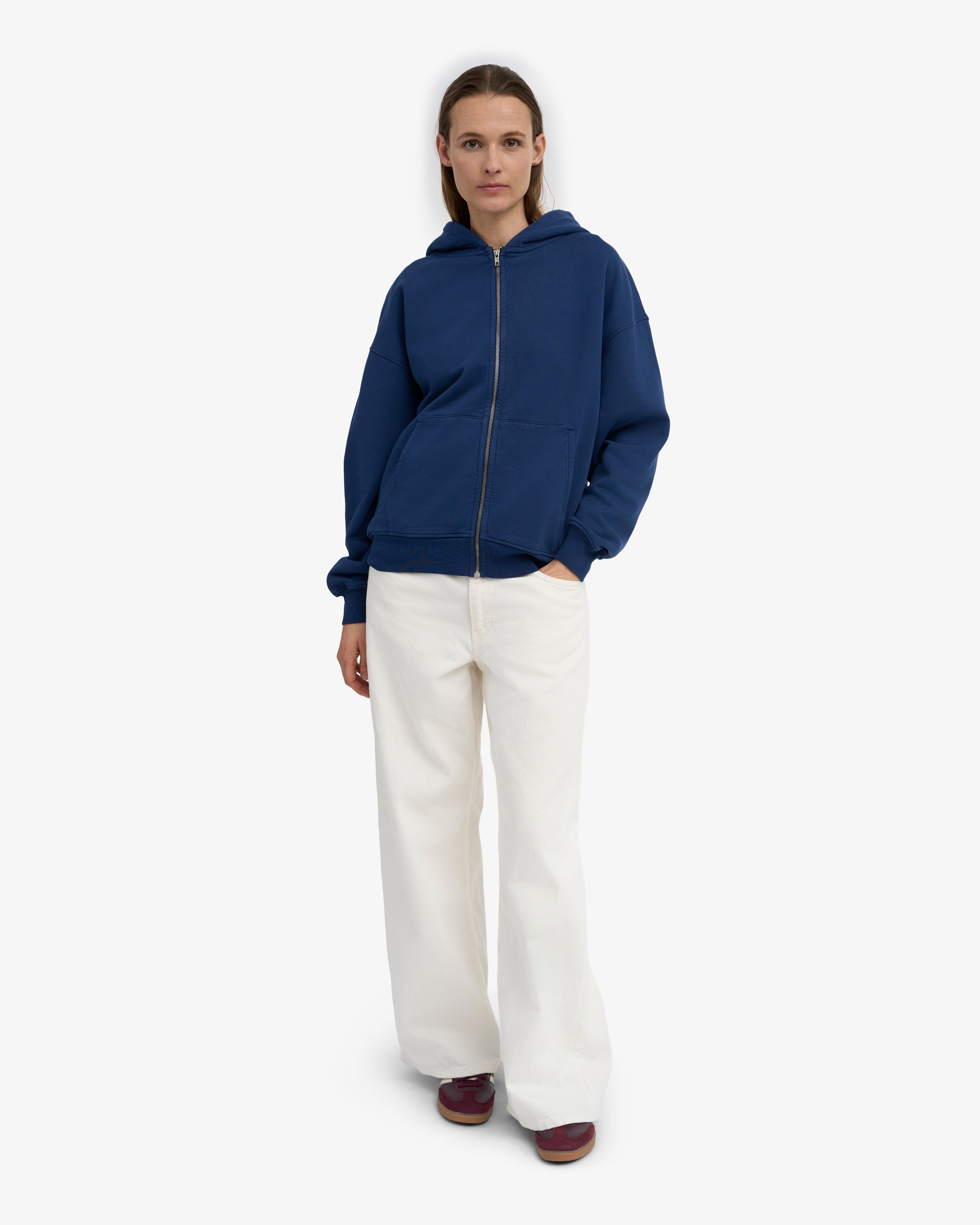 Organic Oversized Zip Hood - Marine Blue