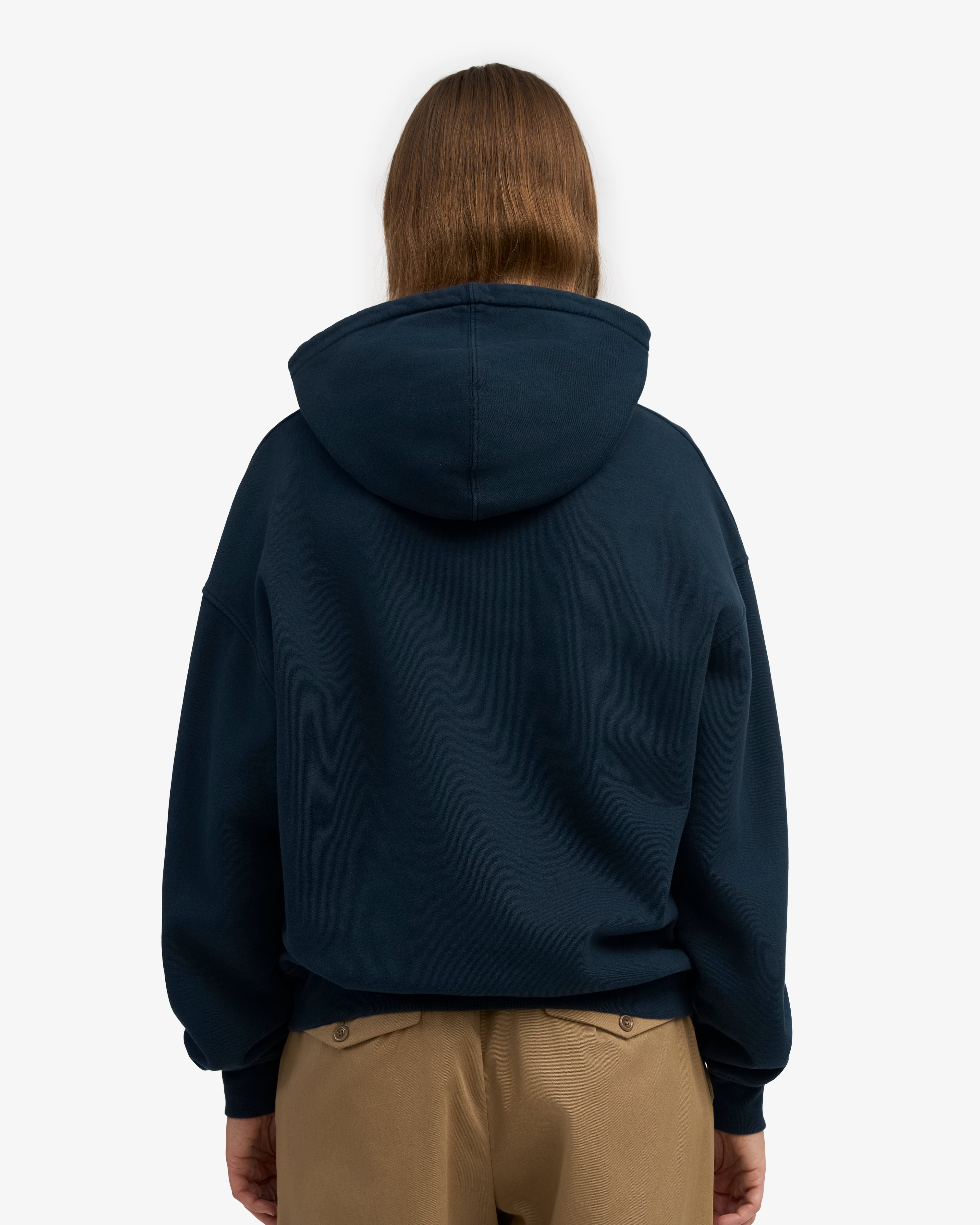 Organic Oversized Zip Hood - Navy Blue