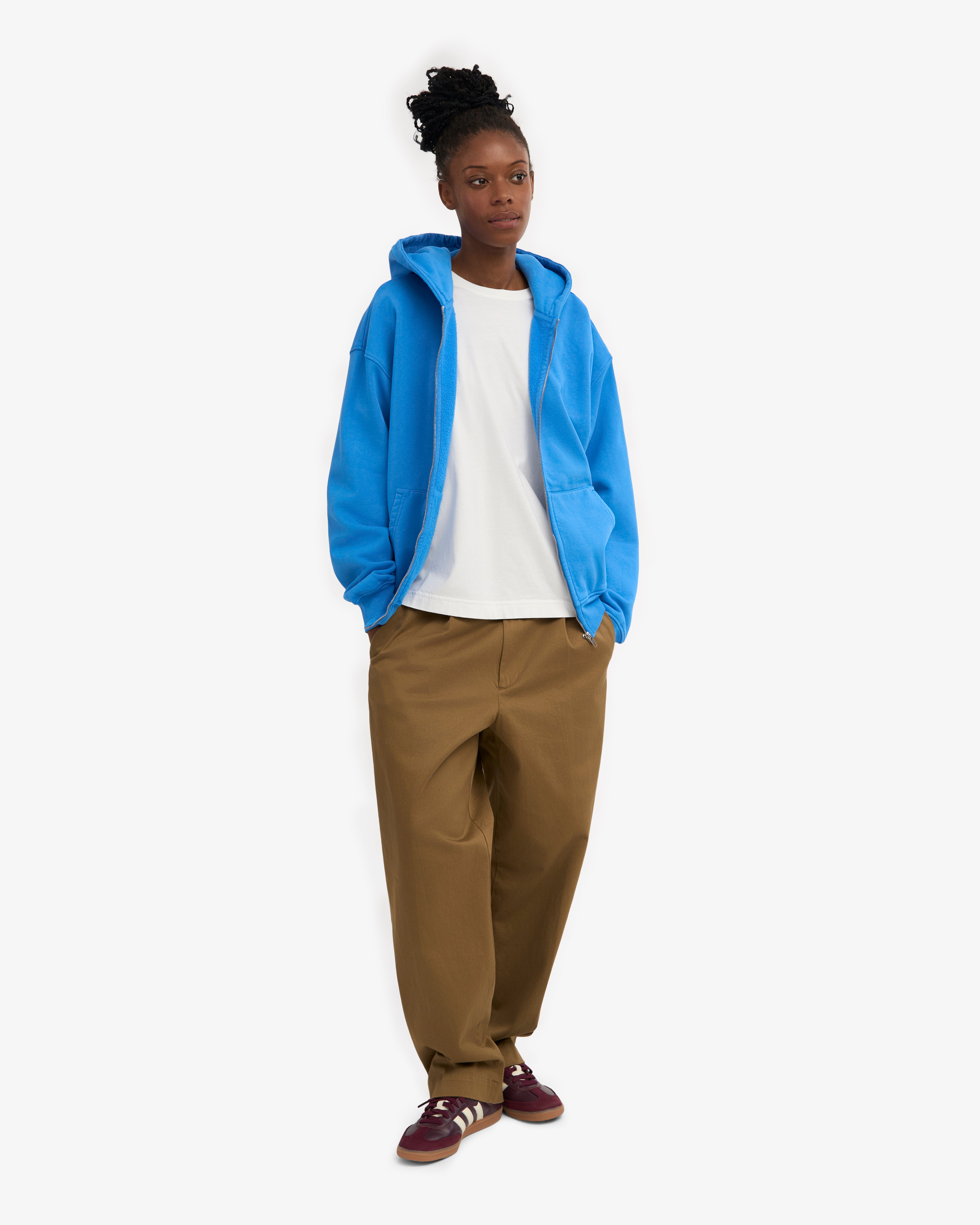 Organic Oversized Zip Hood - Pacific Blue