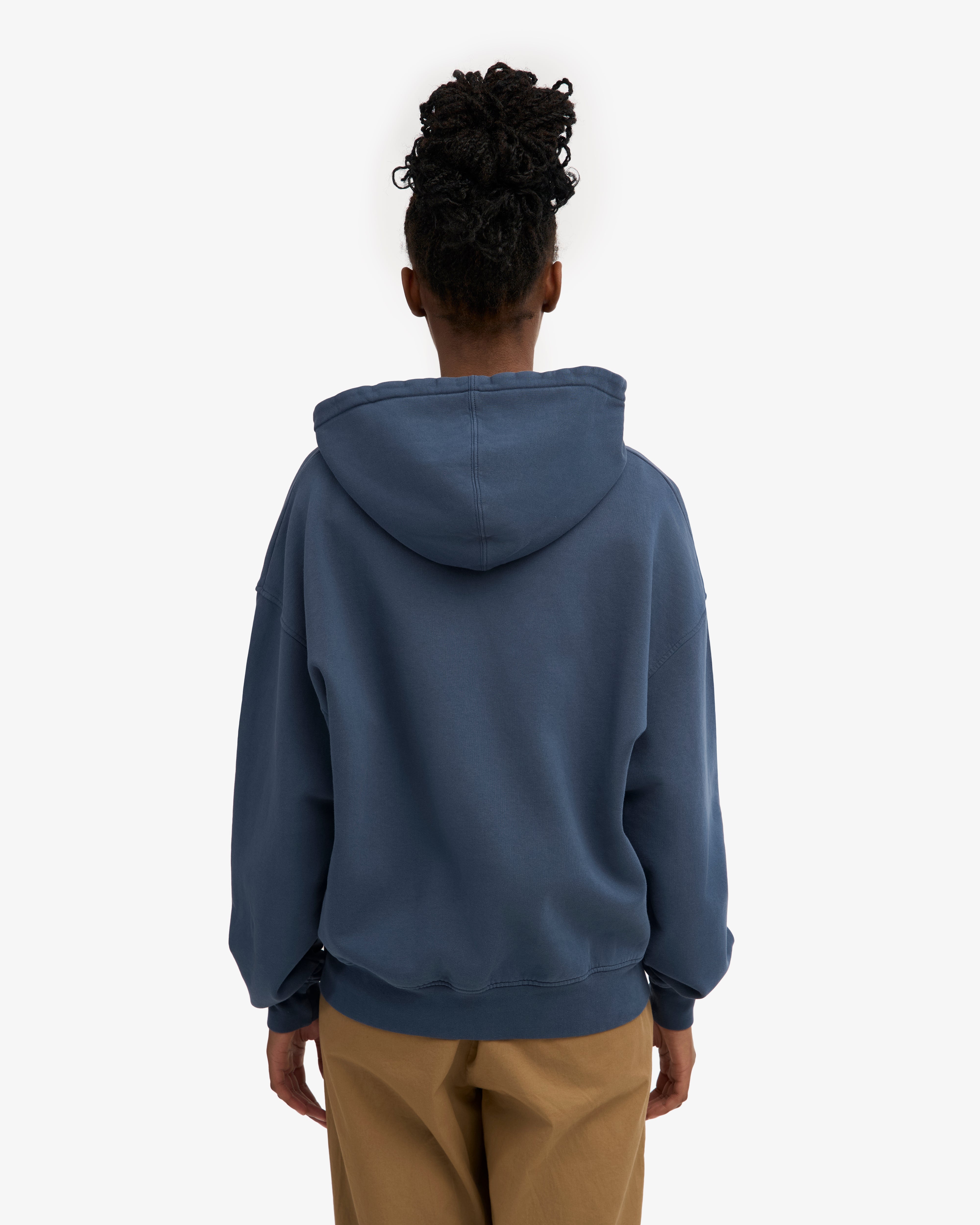 Organic Oversized Zip Hood - Petrol Blue
