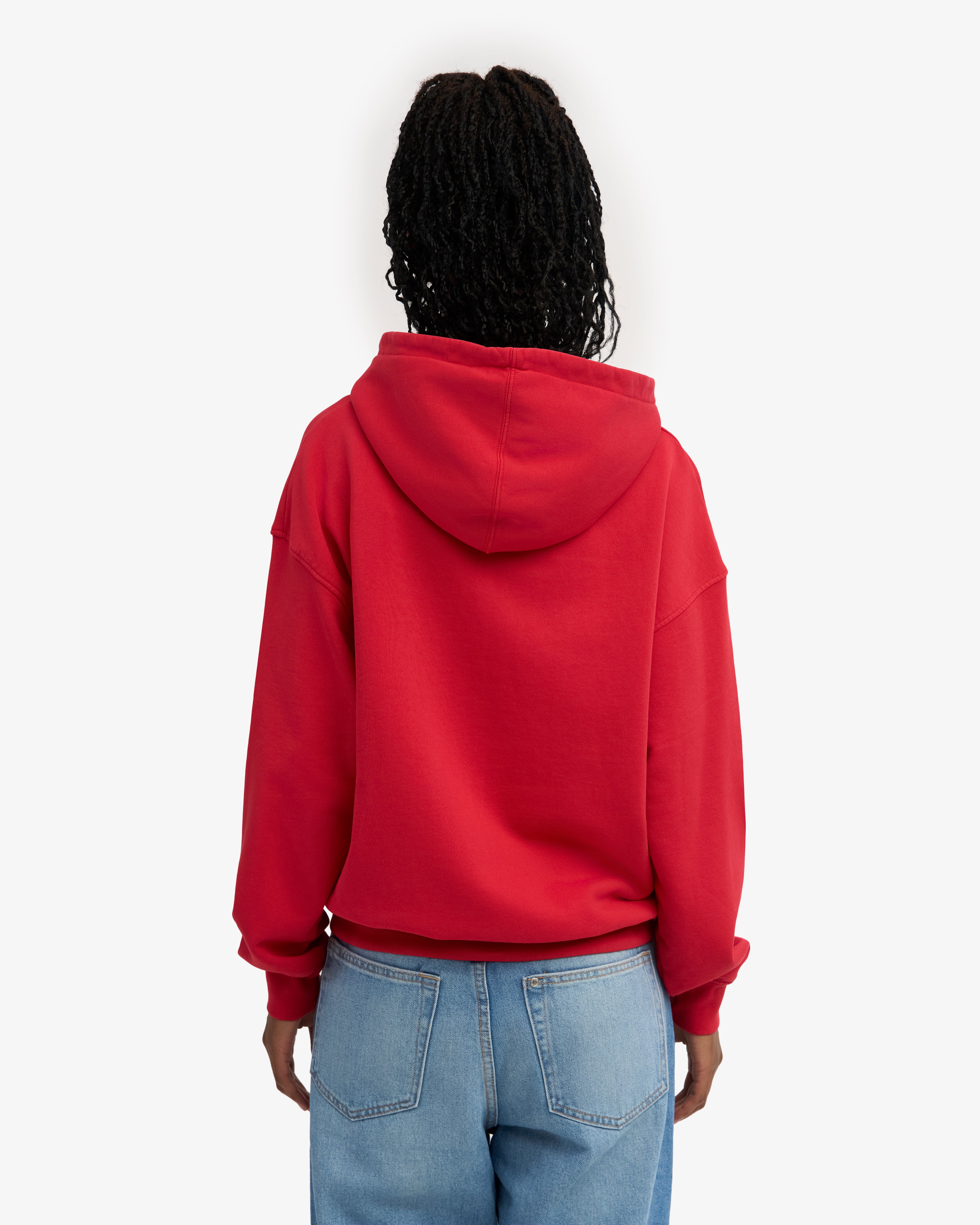 Organic Oversized Zip Hood - Scarlet Red