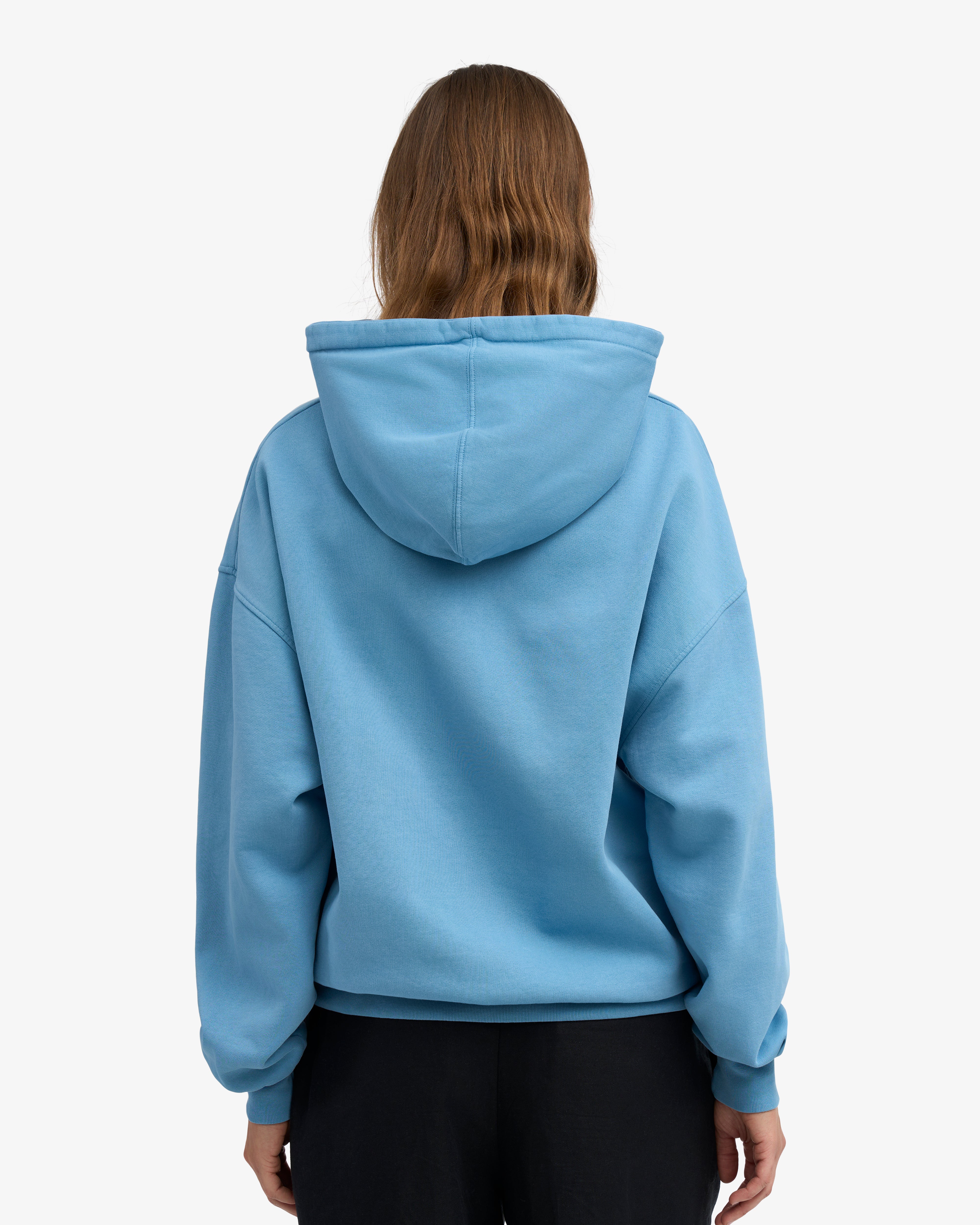 Organic Oversized Zip Hood - Seaside Blue