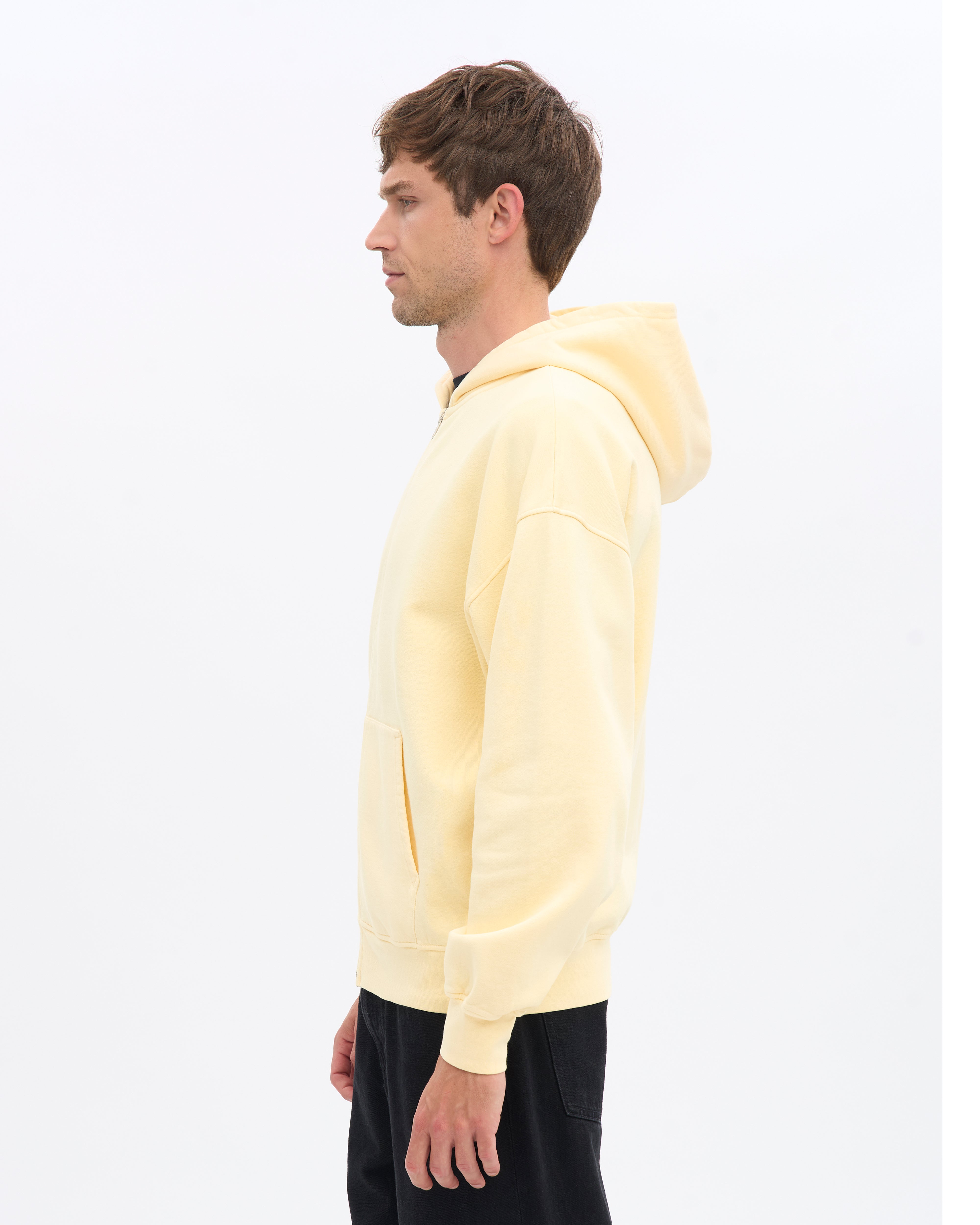Organic Oversized Zip Hood - Soft Yellow