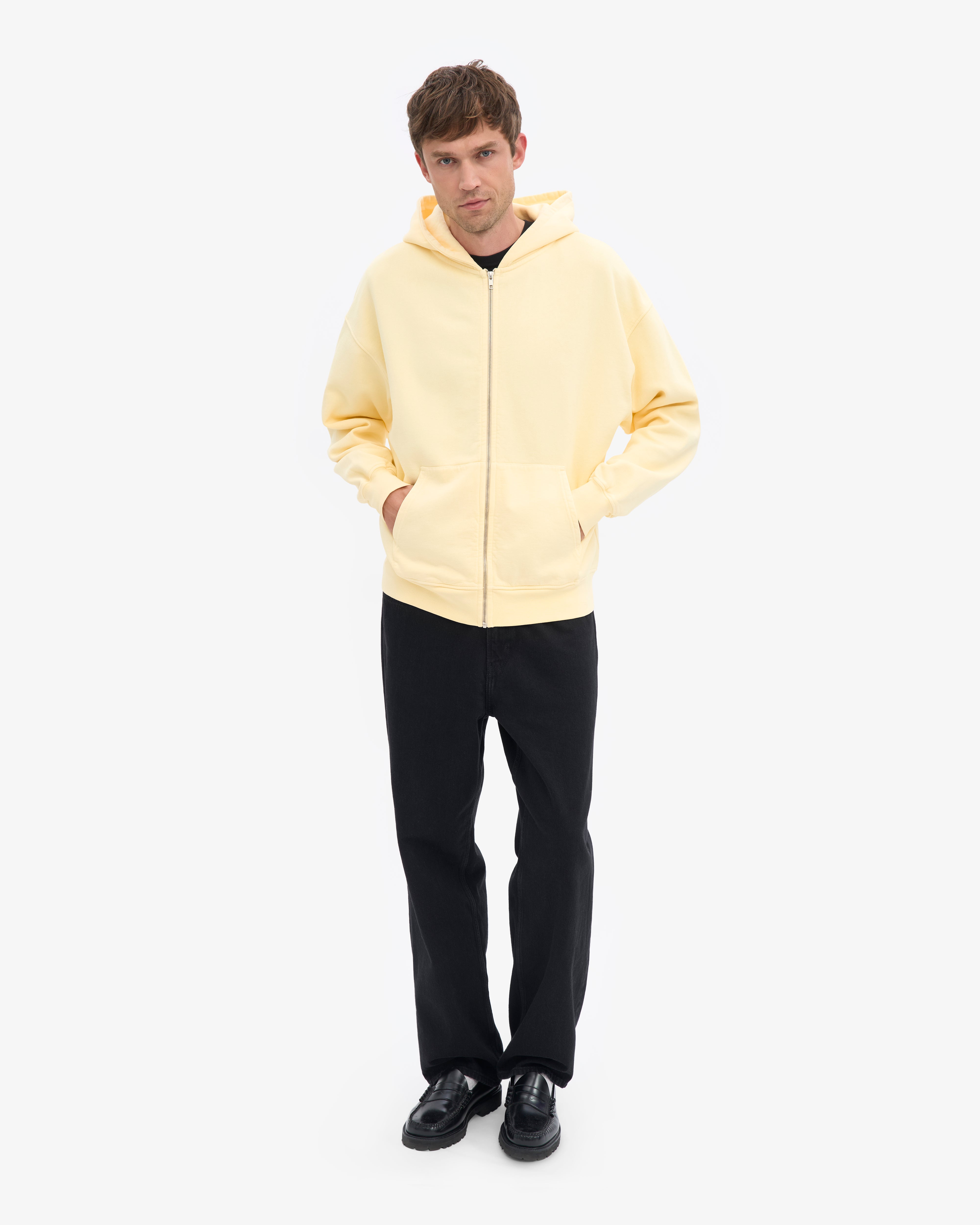 Organic Oversized Zip Hood - Soft Yellow