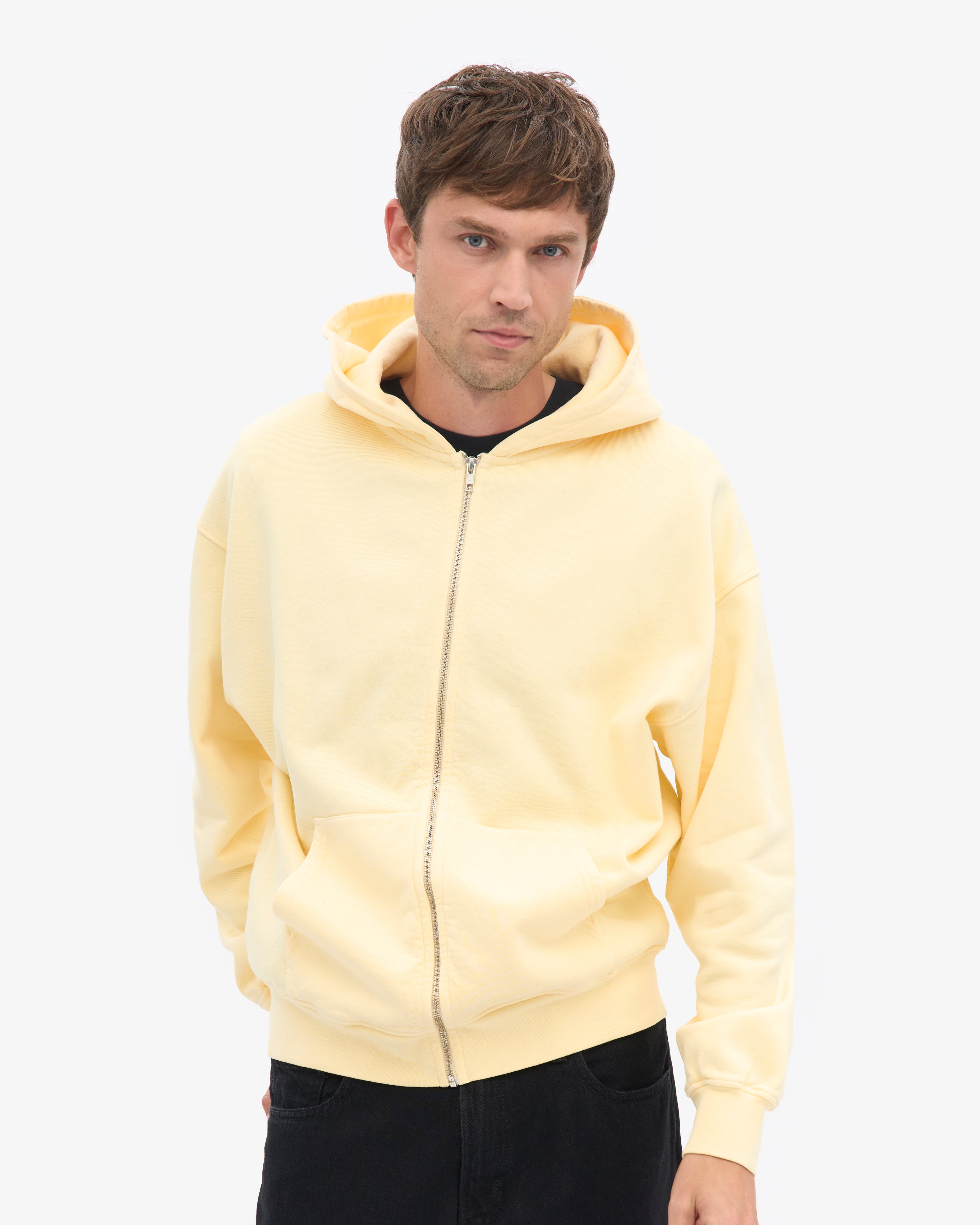 Organic Oversized Zip Hood - Soft Yellow