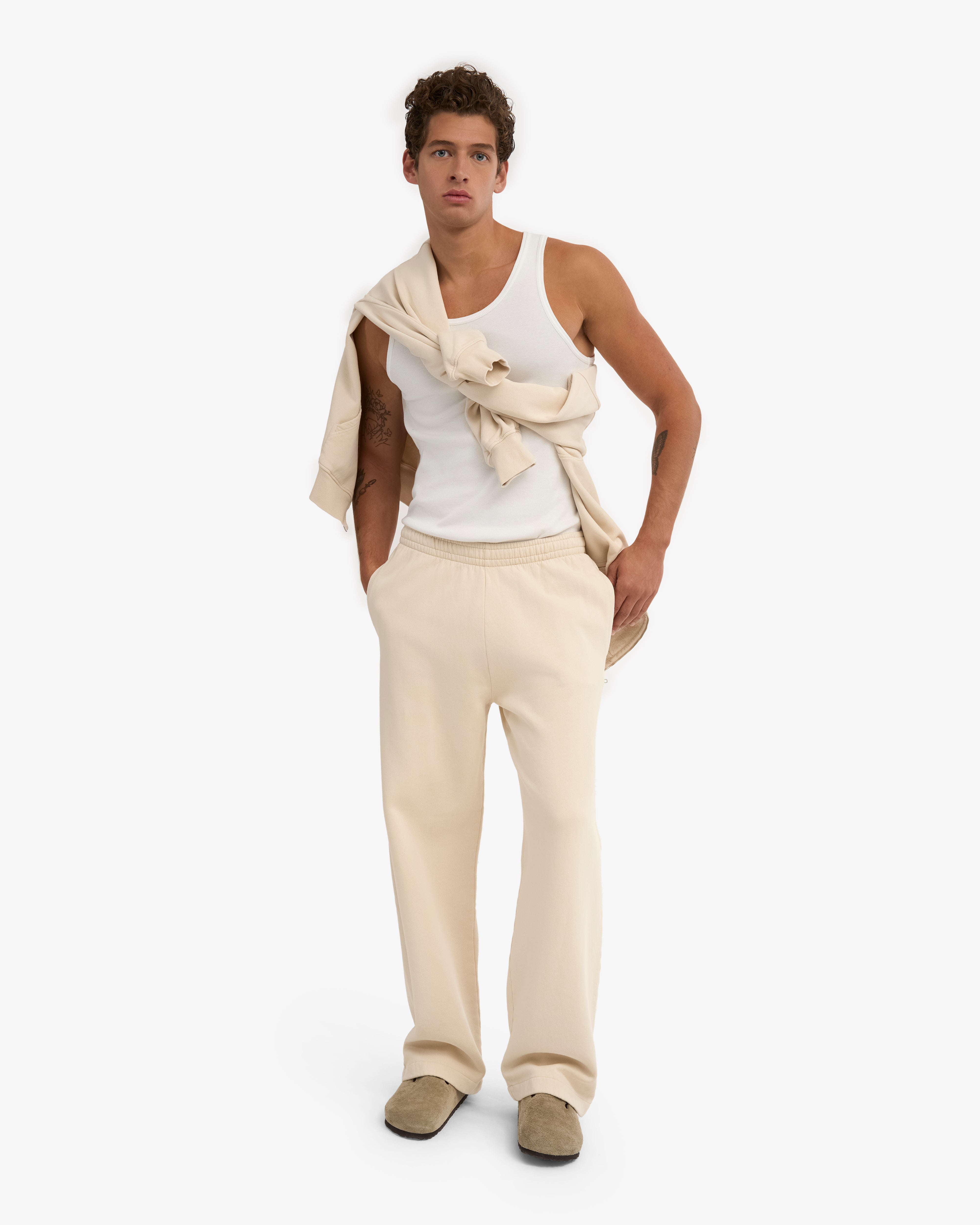 Organic Straight Leg Sweatpants - Ivory White