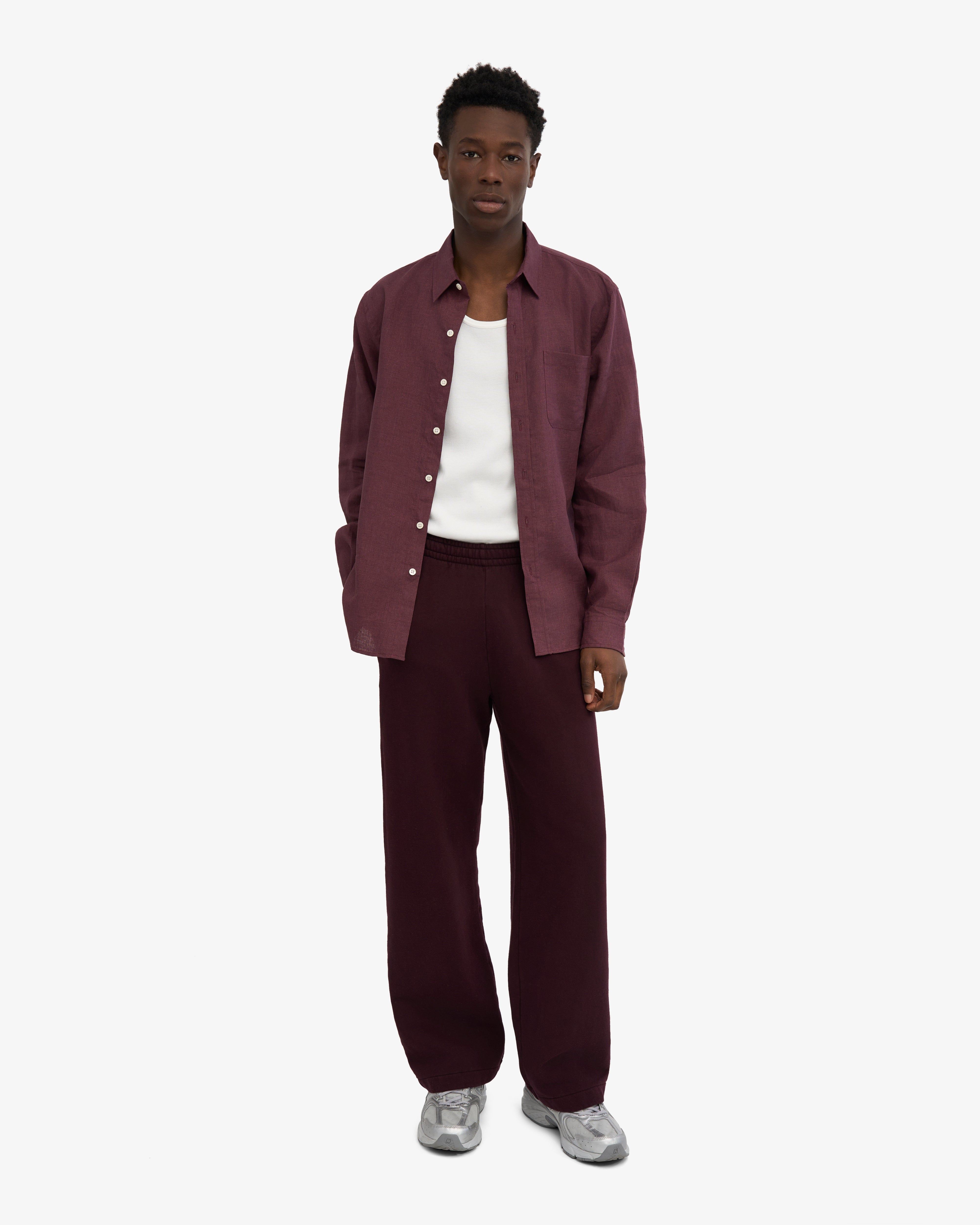 Organic Straight Leg Sweatpants - Oxblood Red