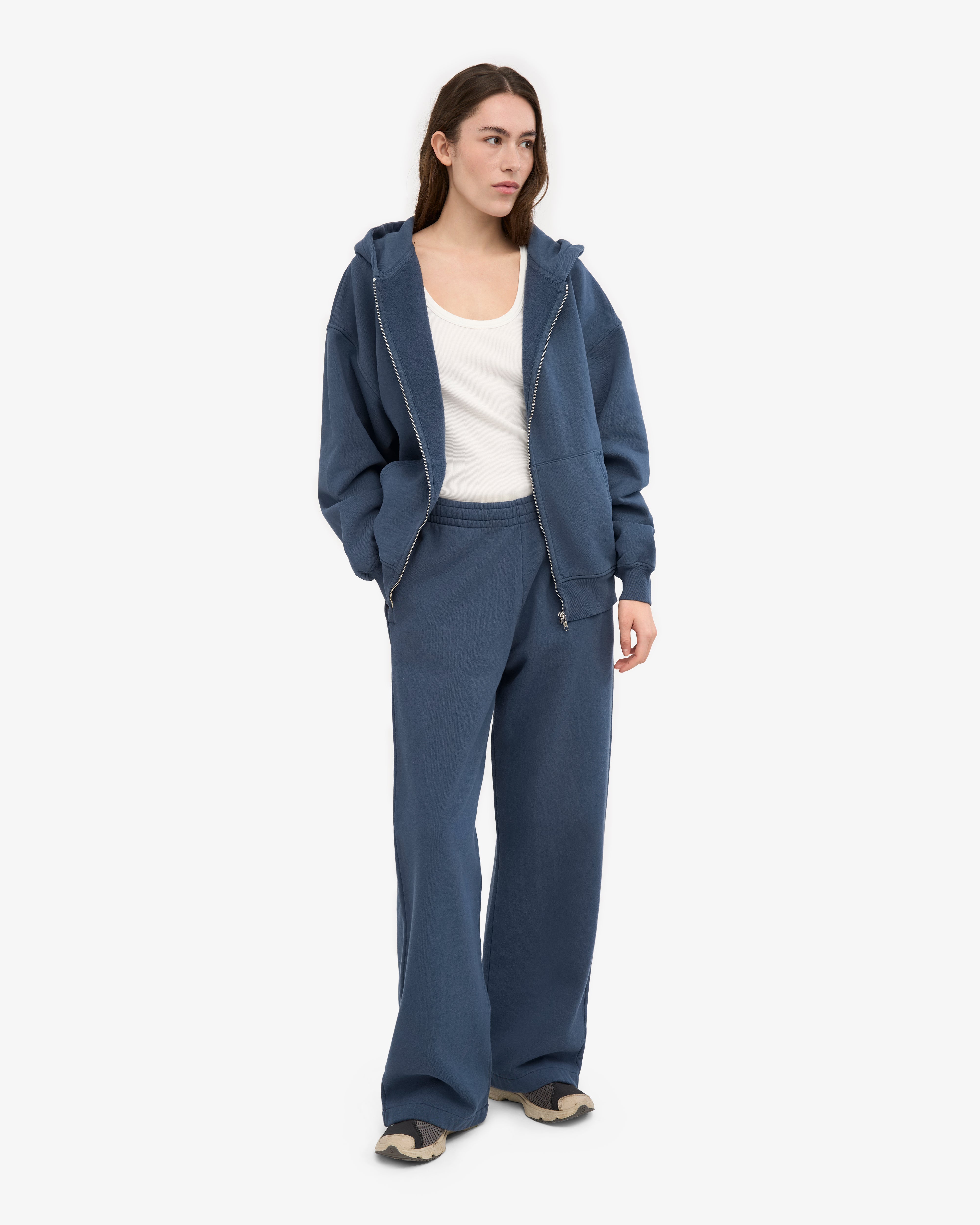 Organic Straight Leg Sweatpants - Petrol Blue