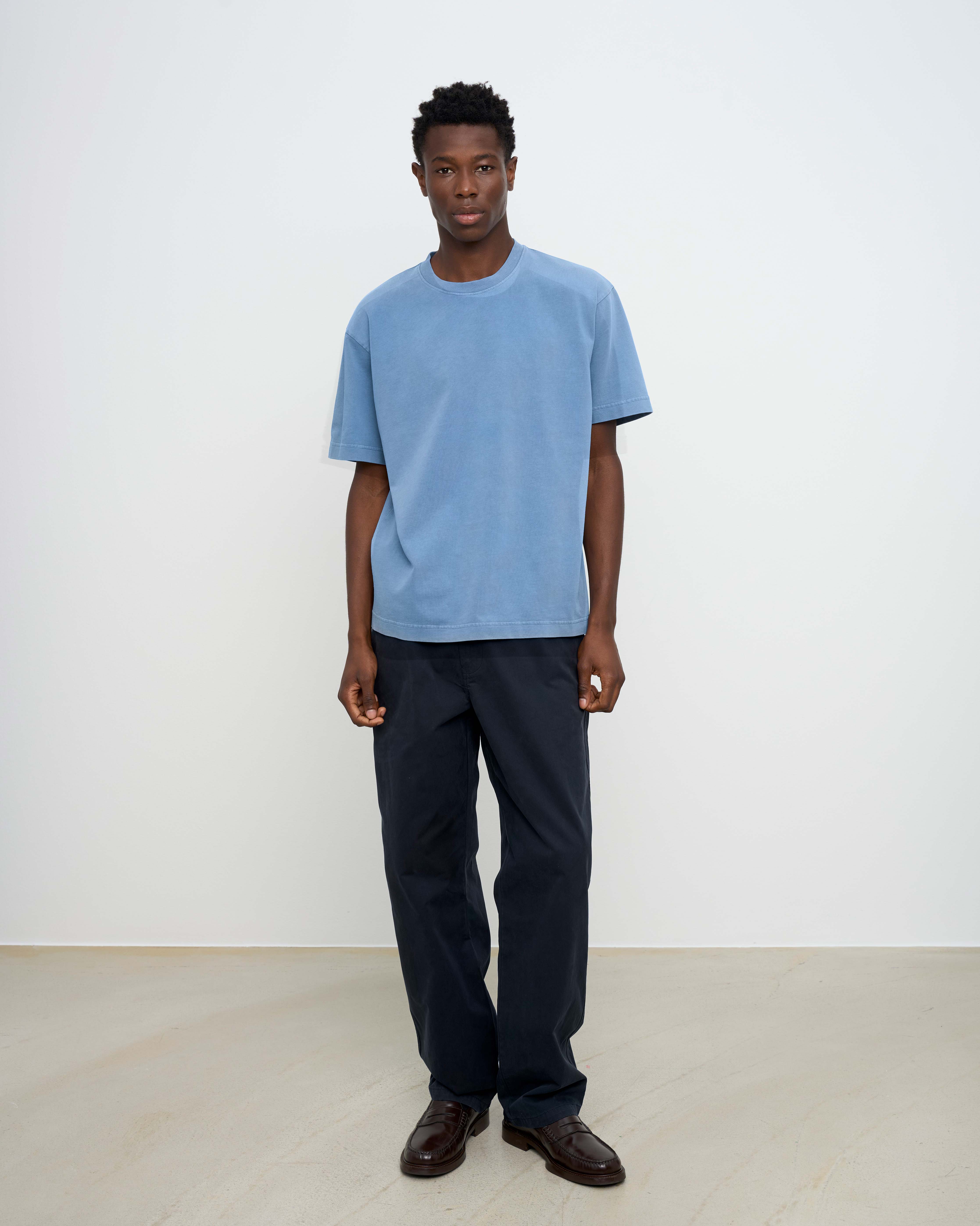 Heavy Organic Boxy Tee - Faded Indigo
