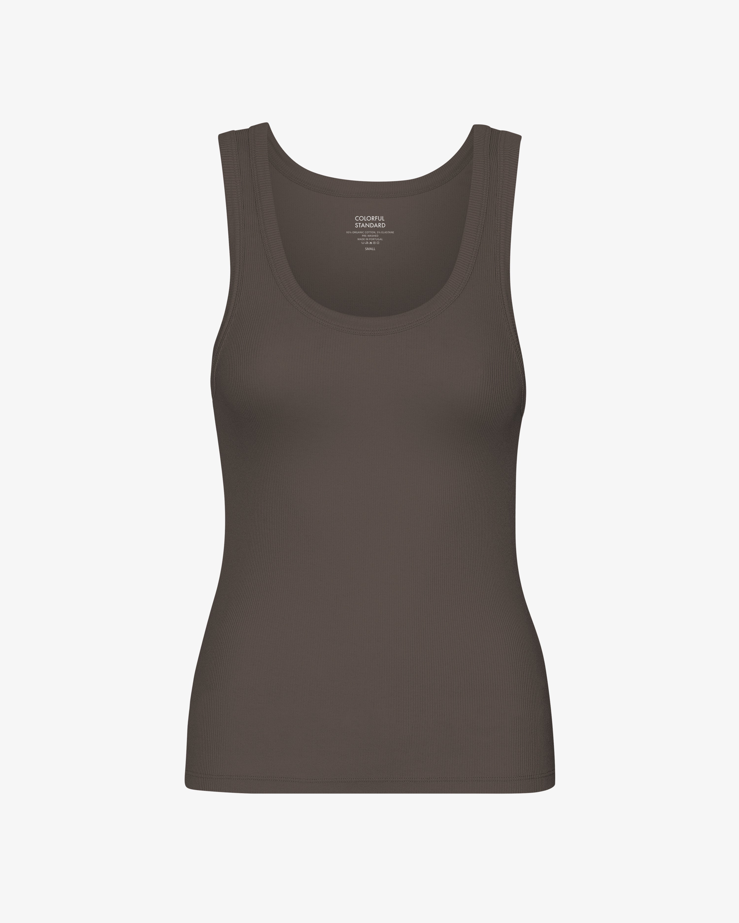 Women Organic Rib Tank Top - Coffee Brown