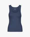 Women Organic Rib Tank Top - Petrol Blue