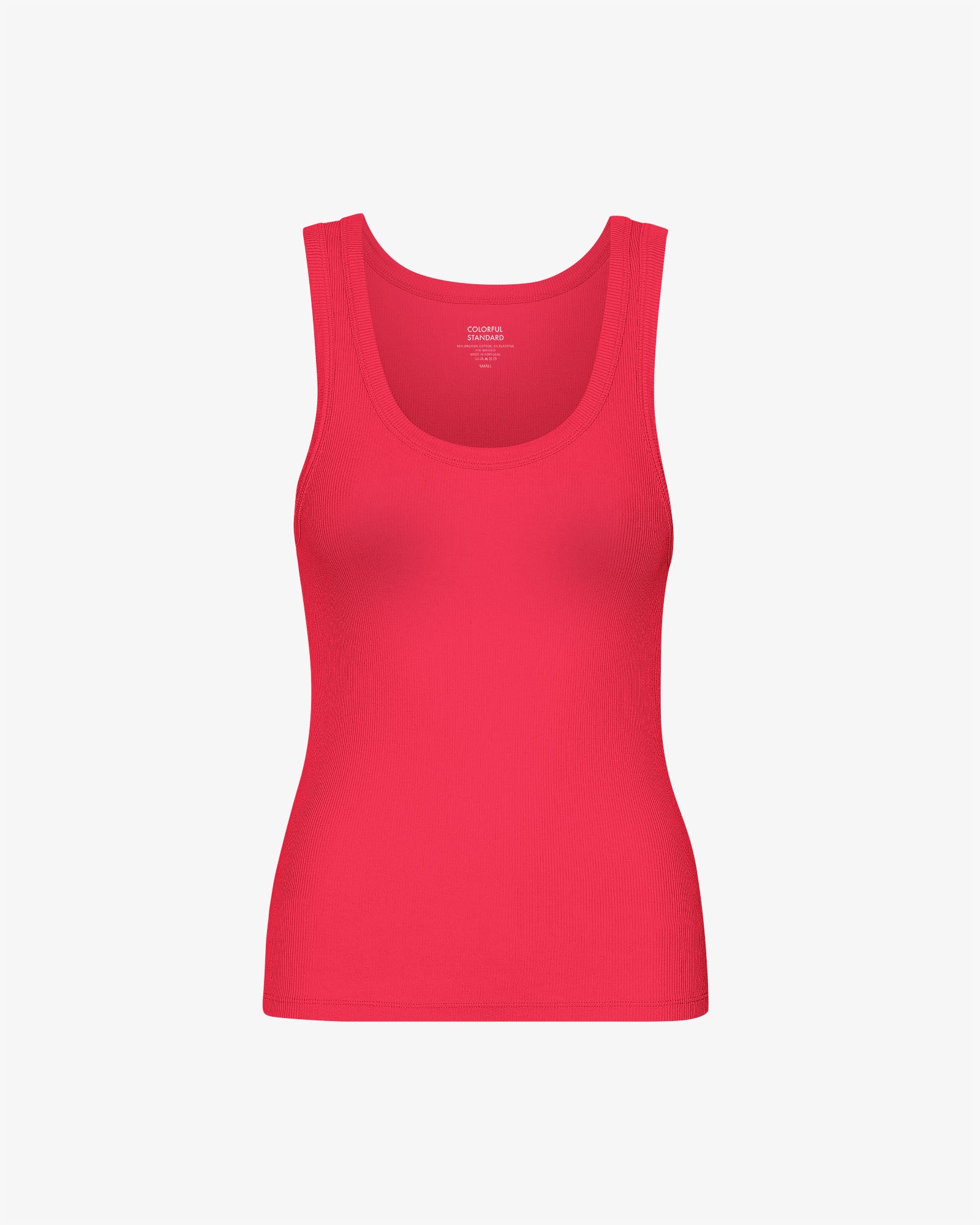 Women Organic Rib Tank Top - Red Tangerine