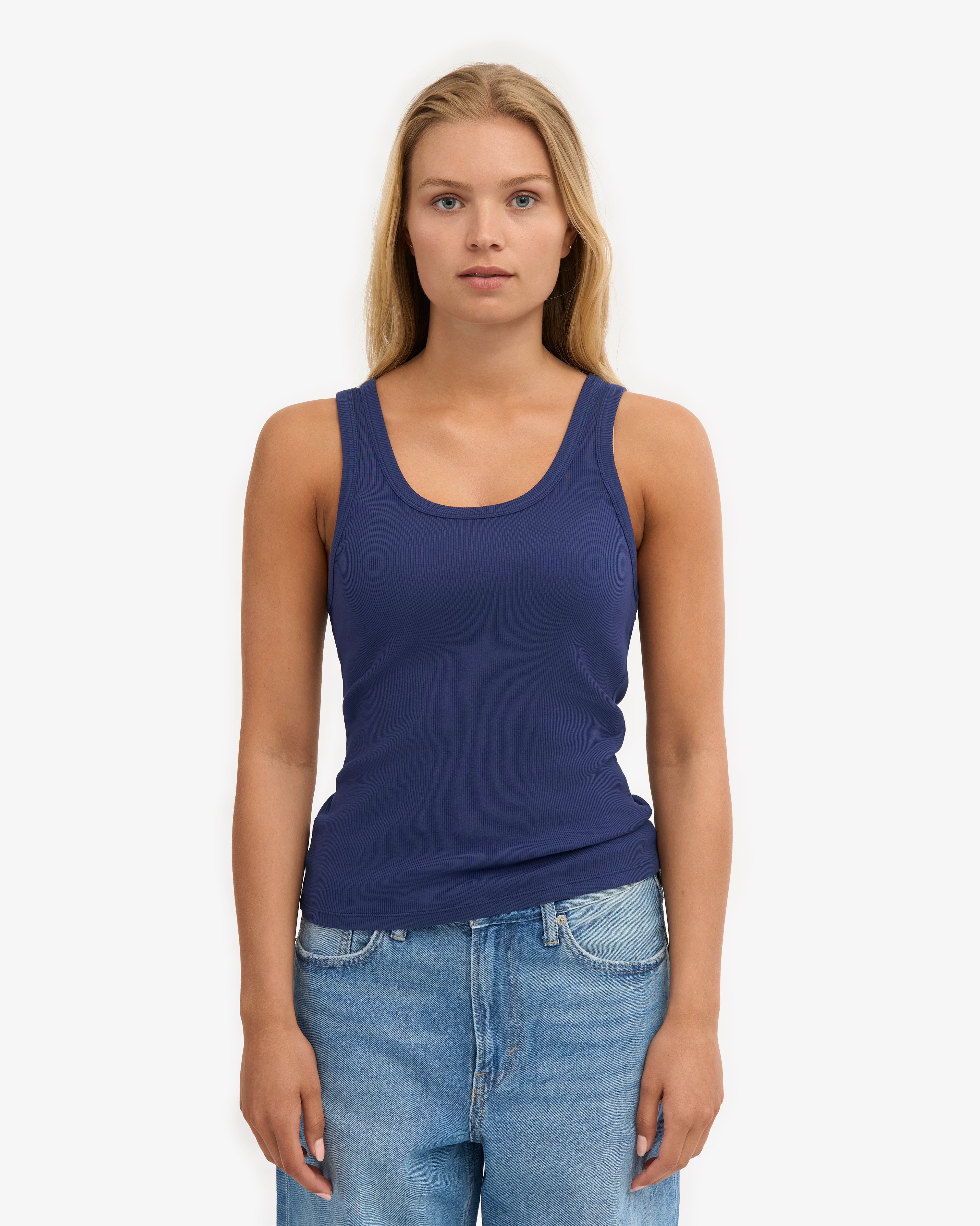 Women Organic Rib Tank Top Marine Blue Colorful Standard Women Organic Rib Tank Top Marine Blue Colorful Standard