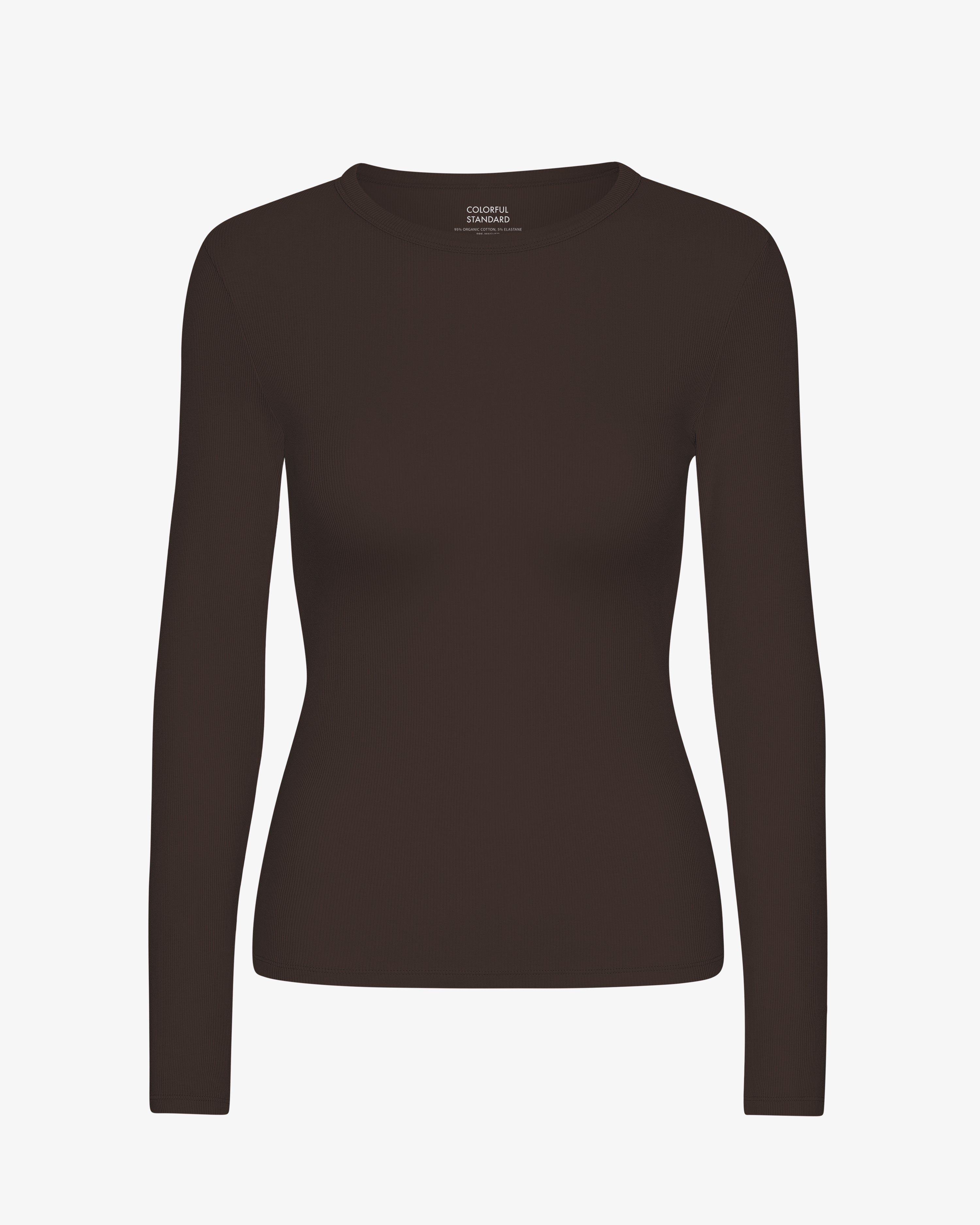 Women Organic Rib LS T-Shirt - Coffee Brown