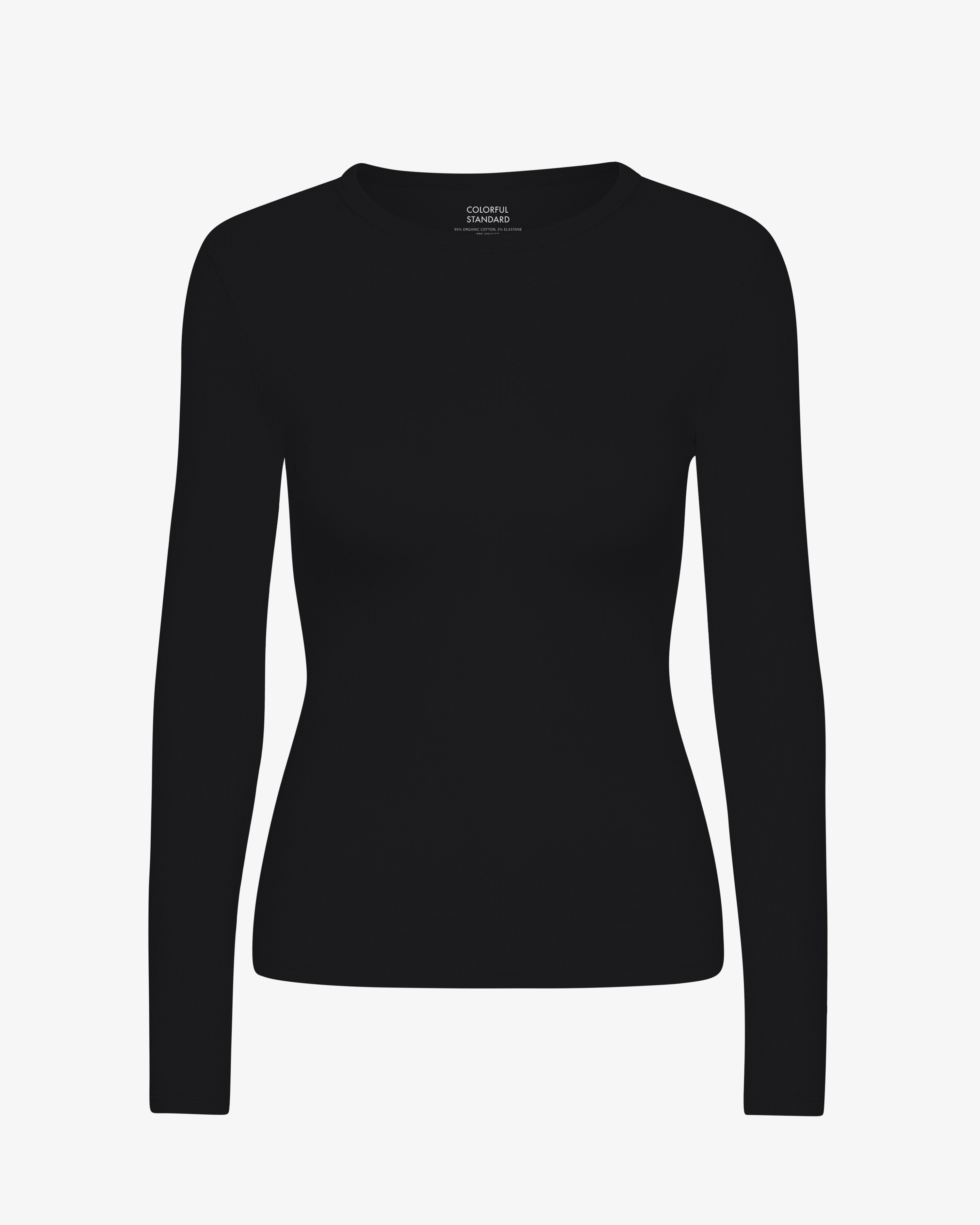 Women Organic Rib LS T-Shirt - Deep Black