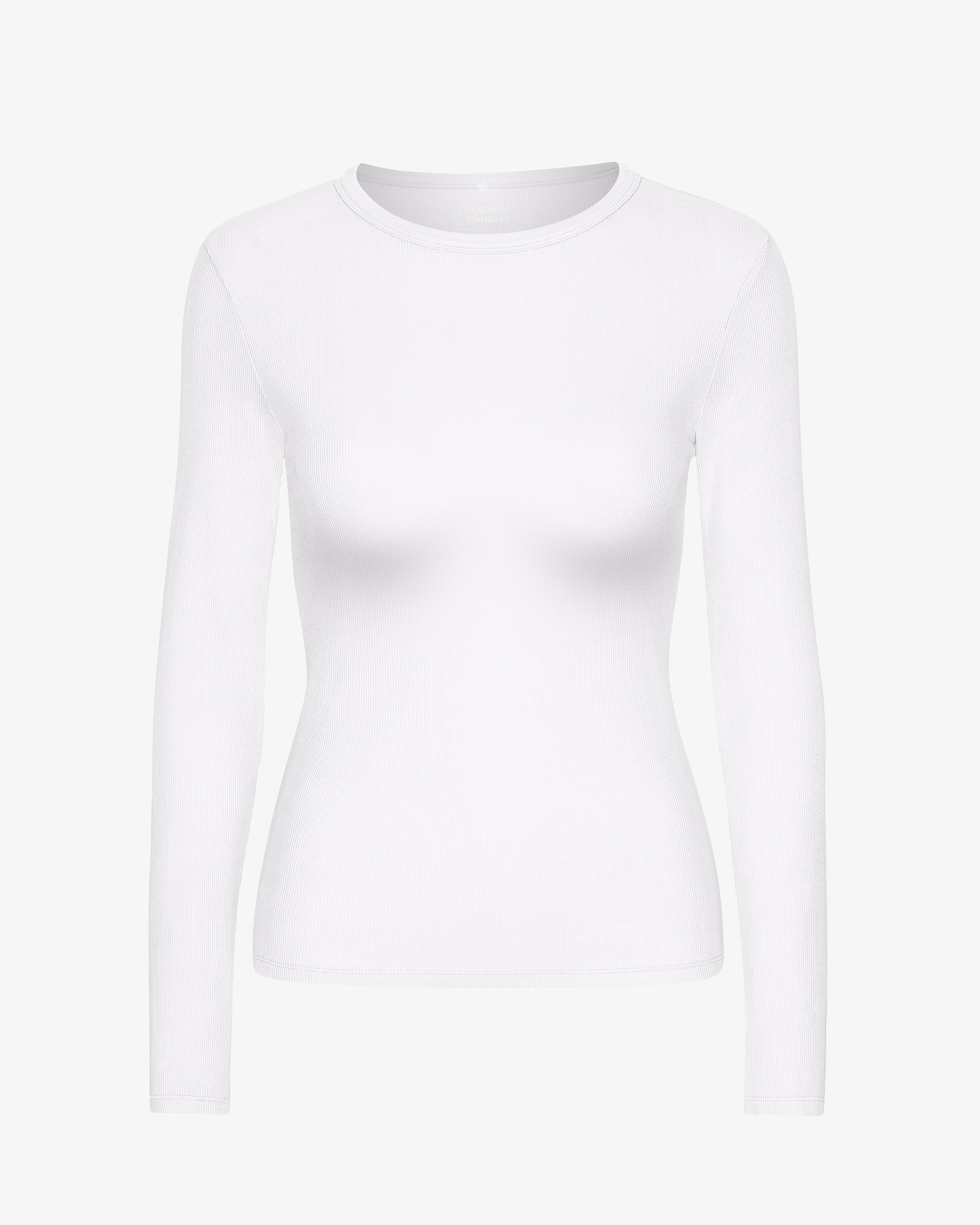 Women Organic Rib LS T-Shirt - Optical White