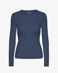 Women Organic Rib LS T-Shirt - Petrol Blue