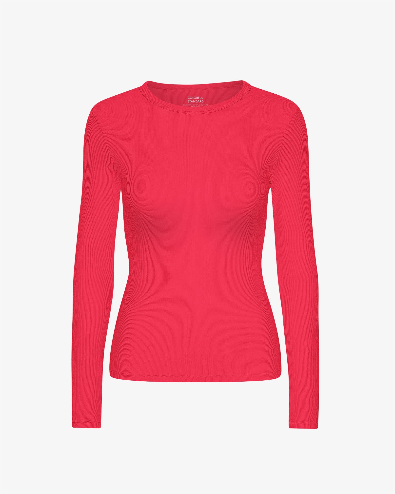 Women Organic Rib LS T-Shirt - Red Tangerine