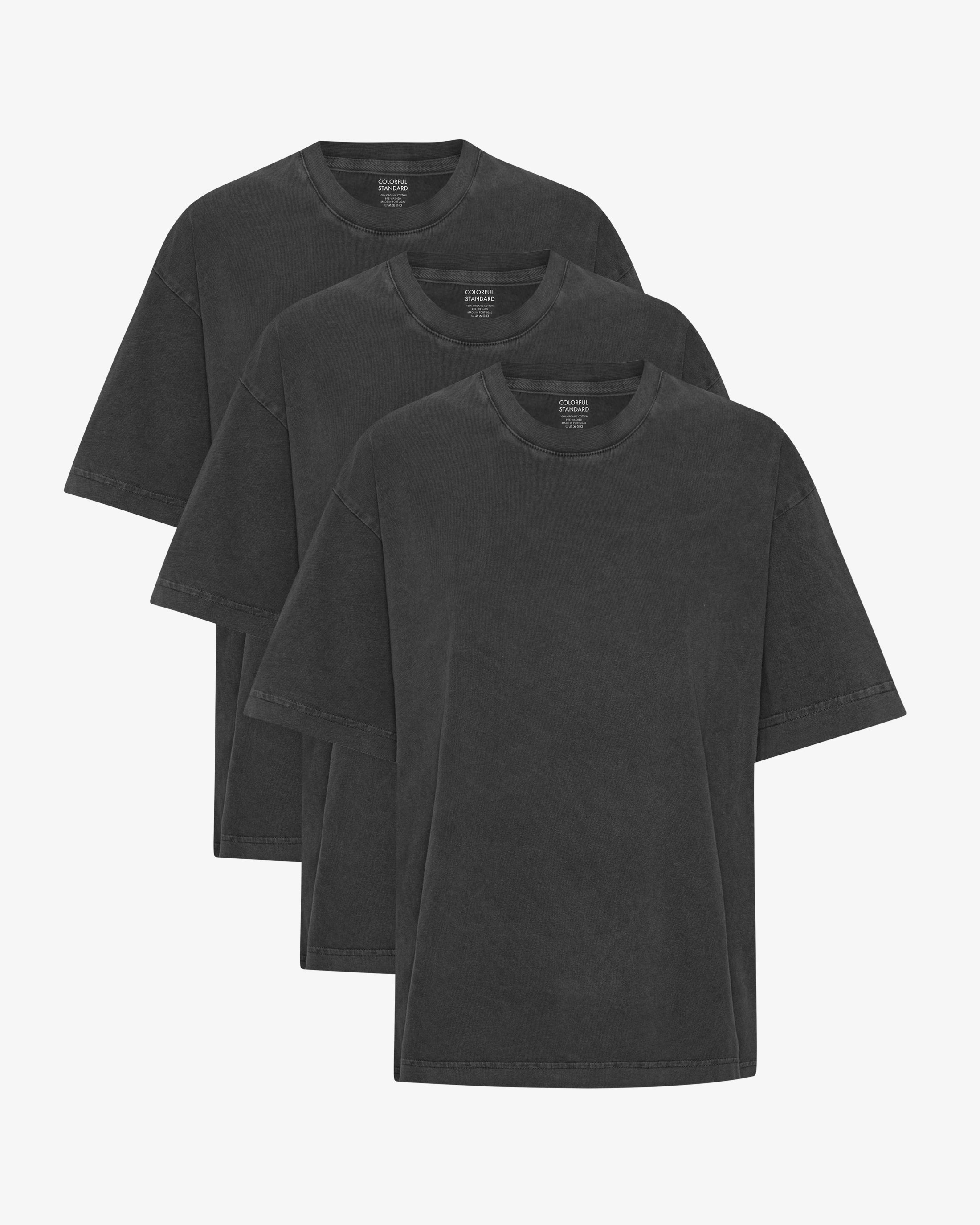 Oversized Organic T-Shirt - Faded Black (3-Pack)