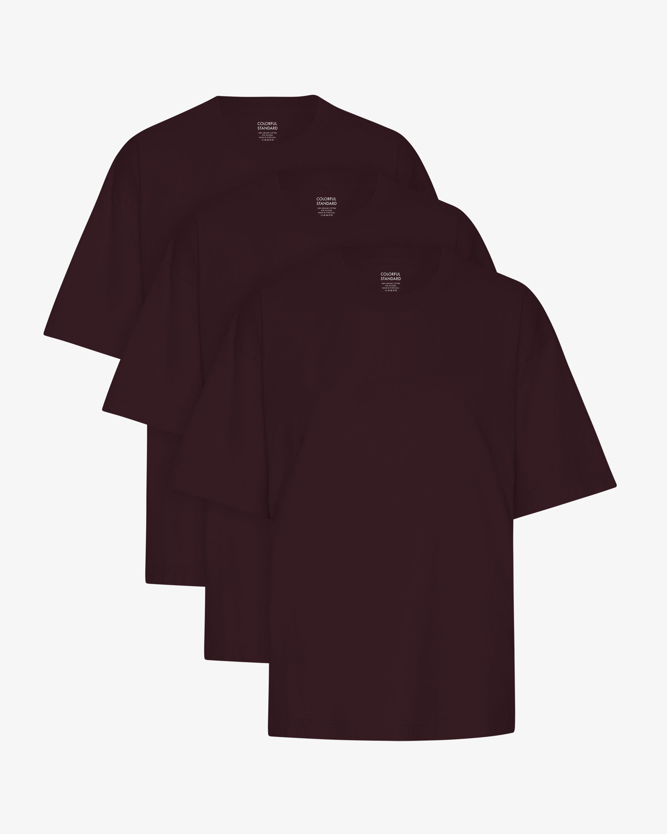 Oversized Organic T-Shirt - Oxblood Red (3-Pack)