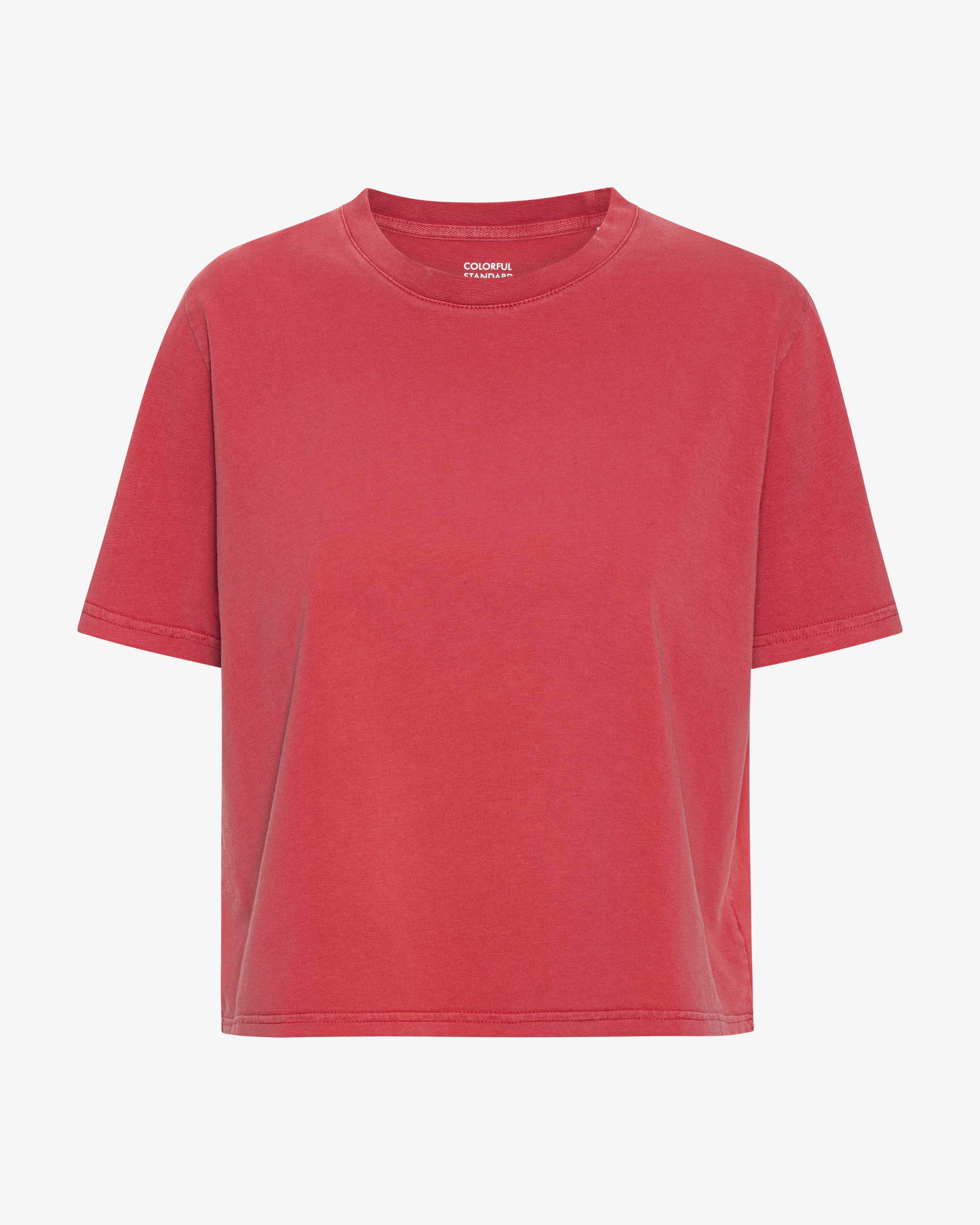 Organic Boxy Crop Tee - Faded Red
