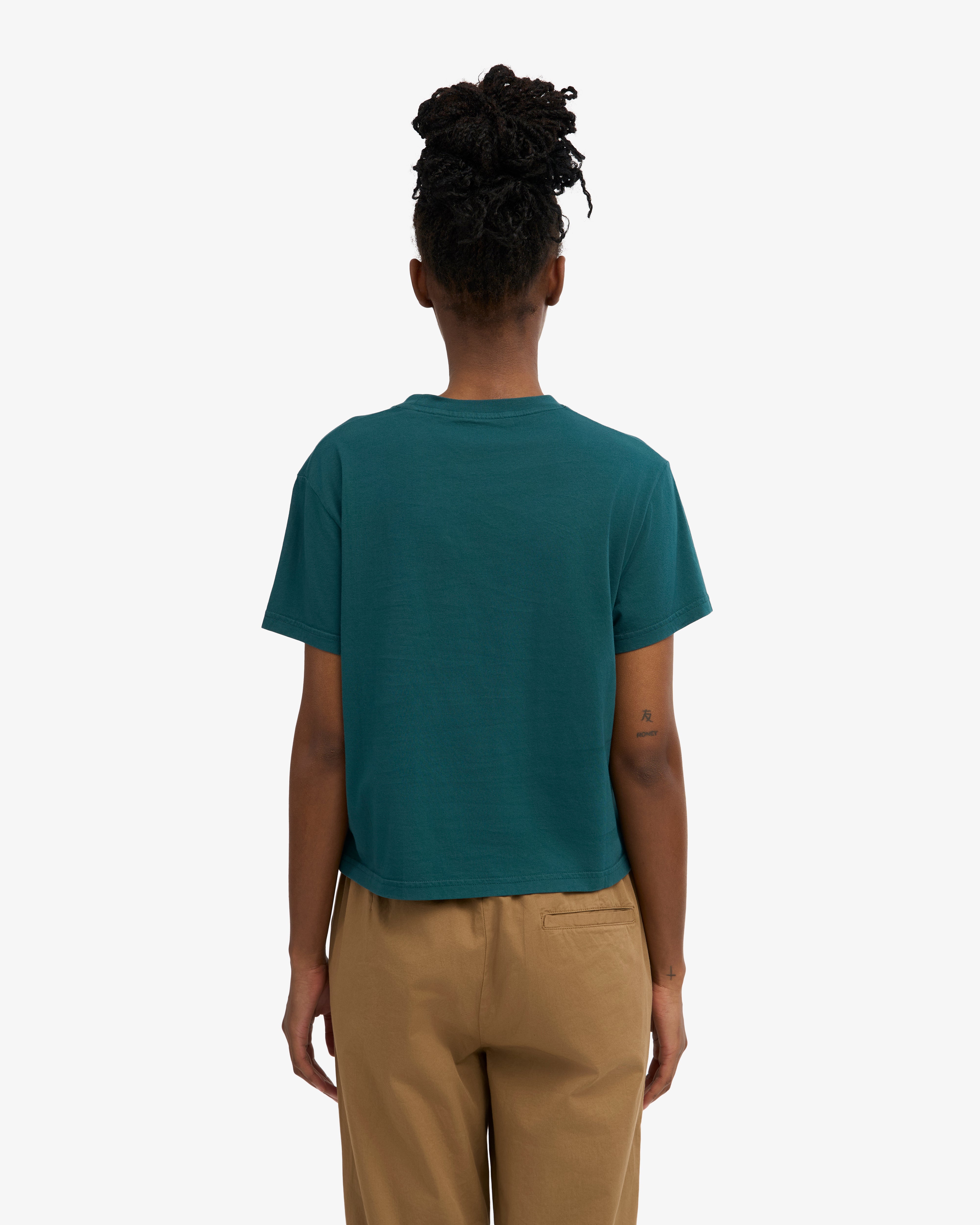 Organic Boxy Crop Tee - Ocean Green