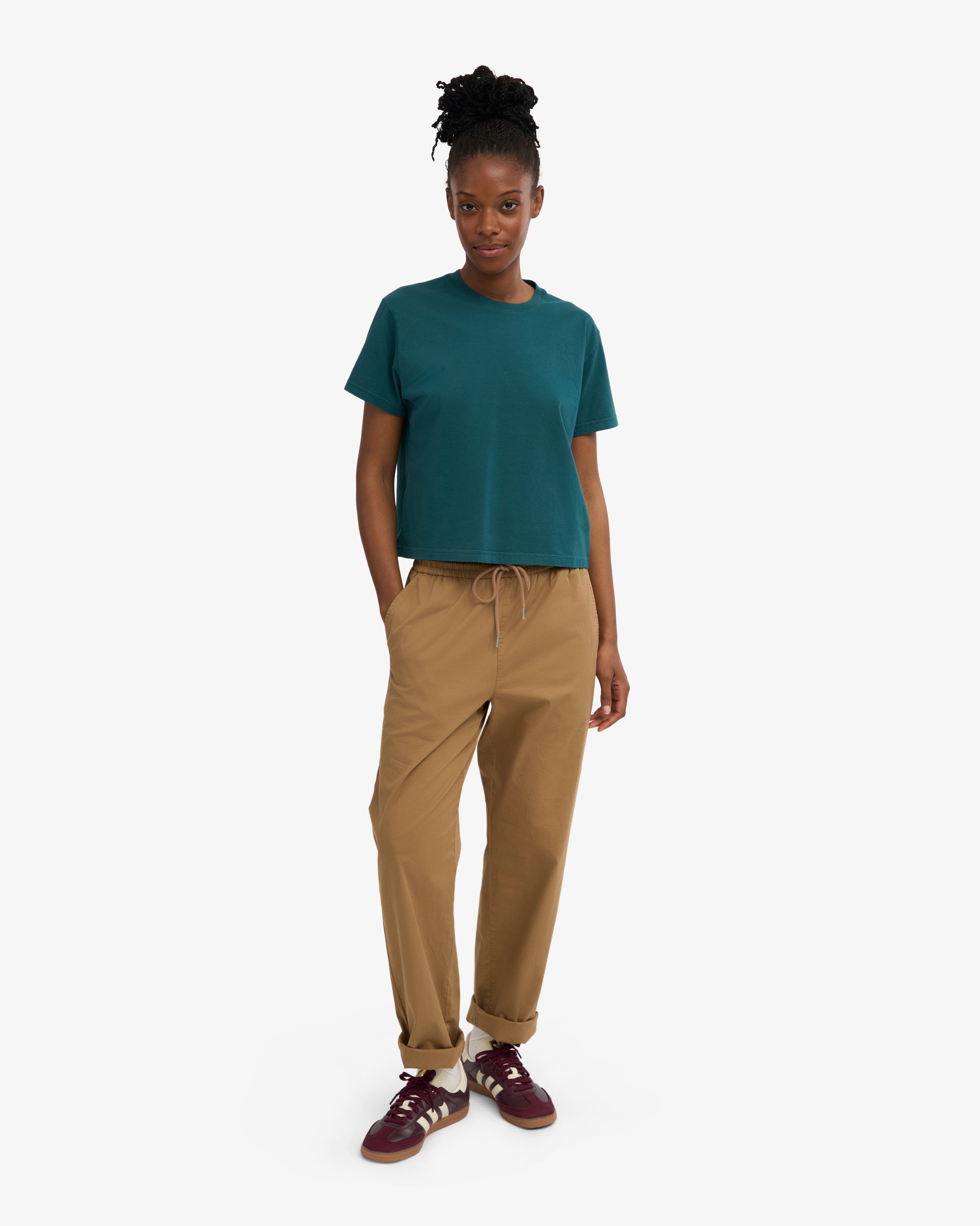 Organic Boxy Crop Tee - Ocean Green