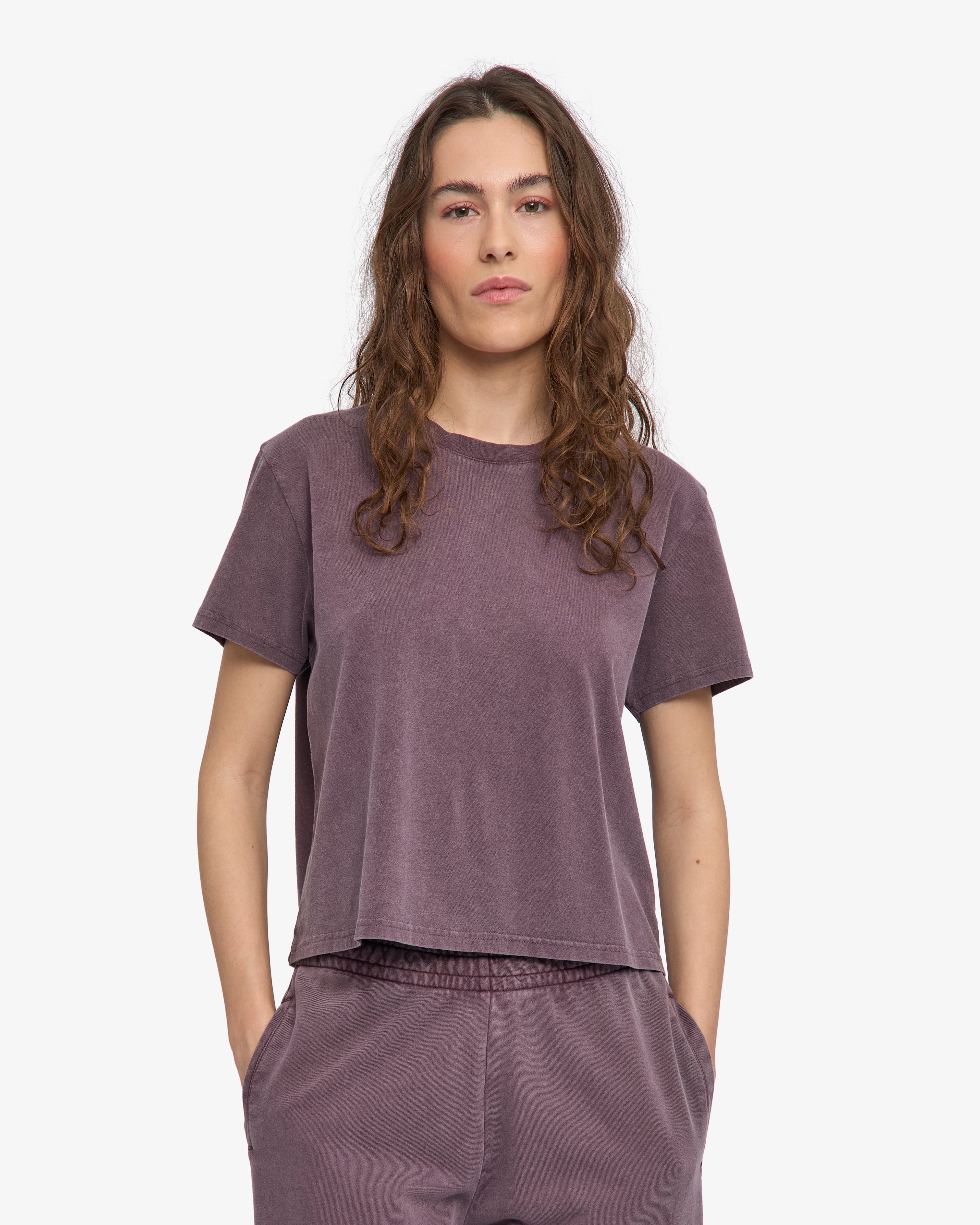 Organic Boxy Crop Tee - Faded Grape