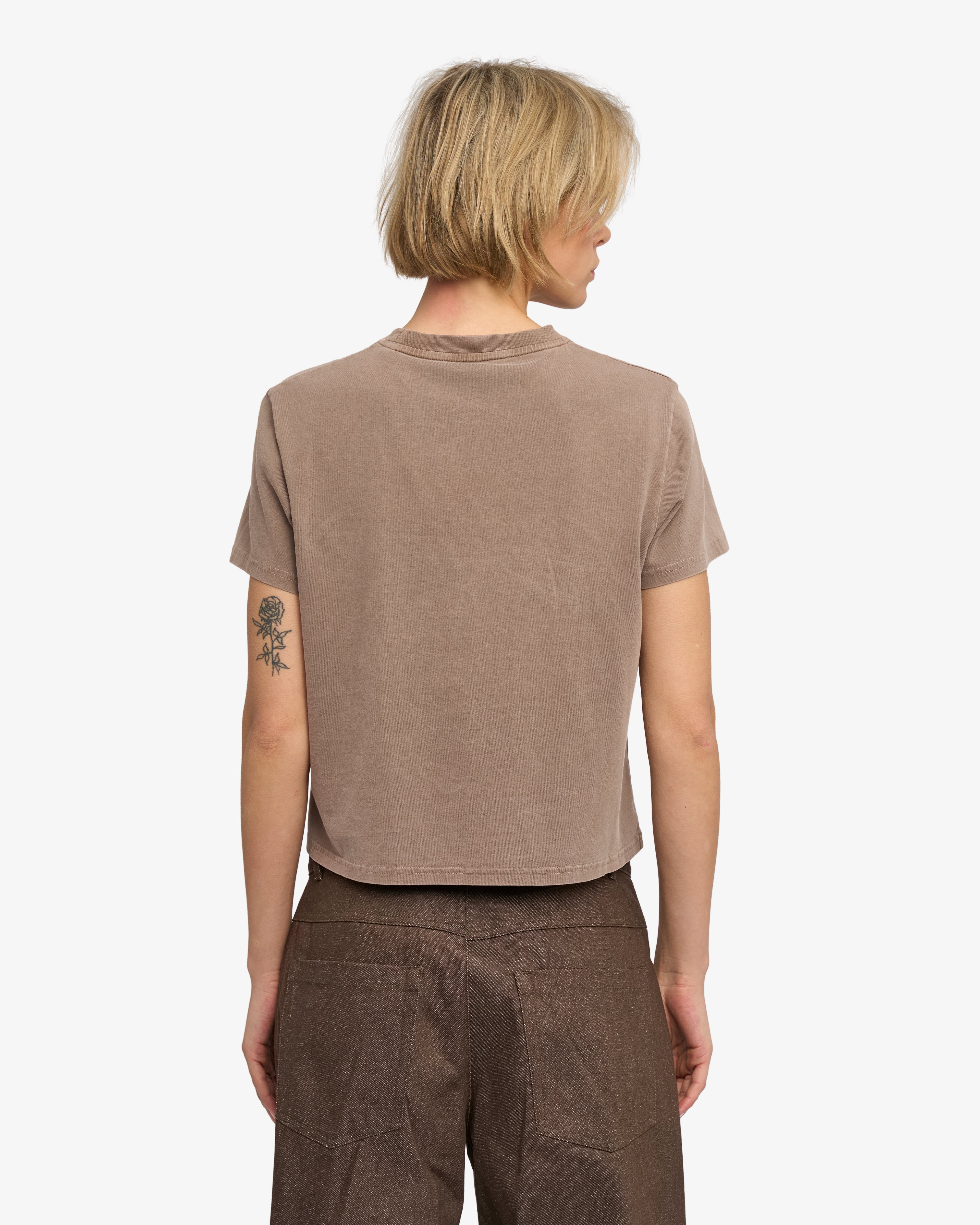 Organic Boxy Crop Tee - Faded Khaki