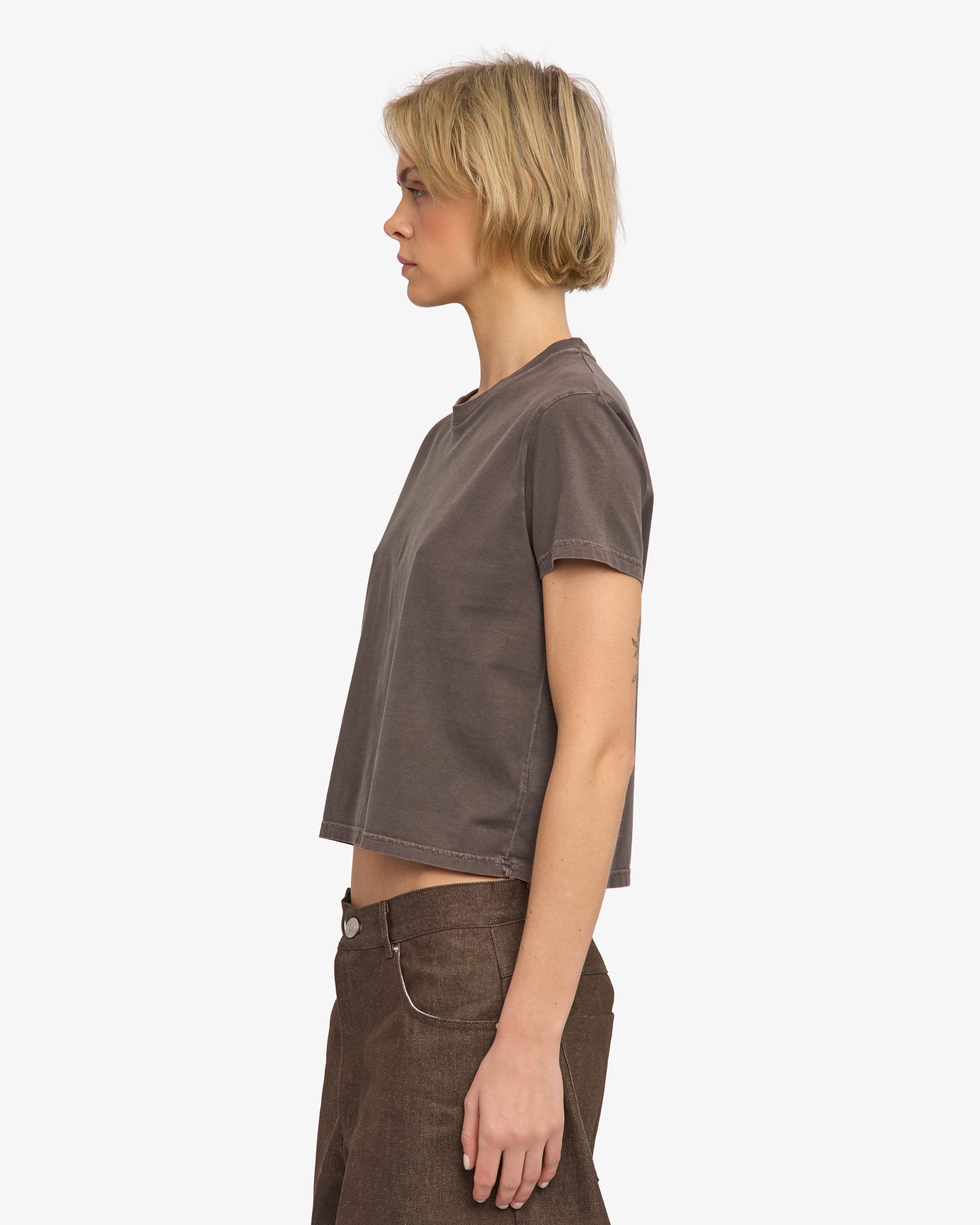 Organic Boxy Crop Tee - Faded Mud