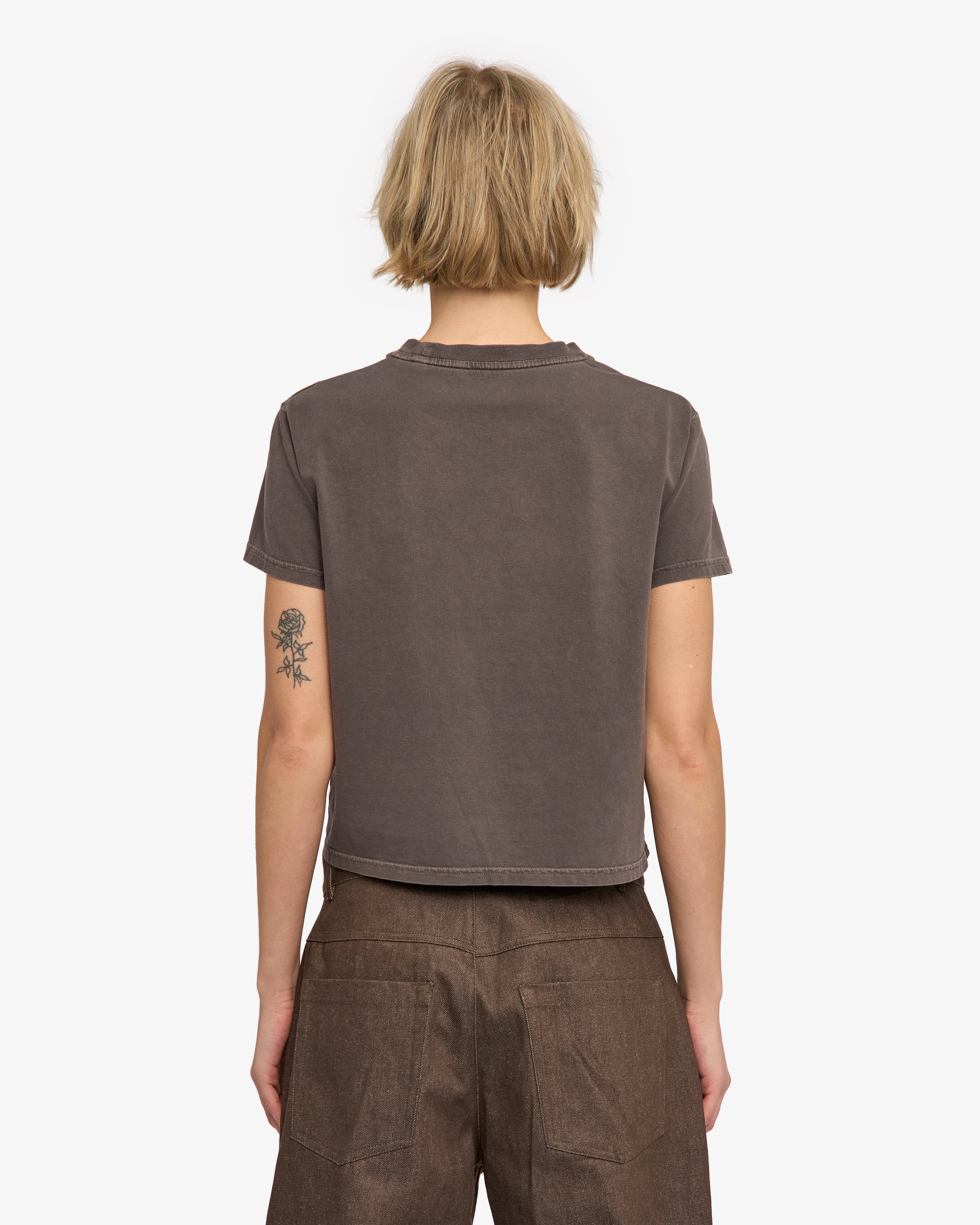 Organic Boxy Crop Tee - Faded Mud