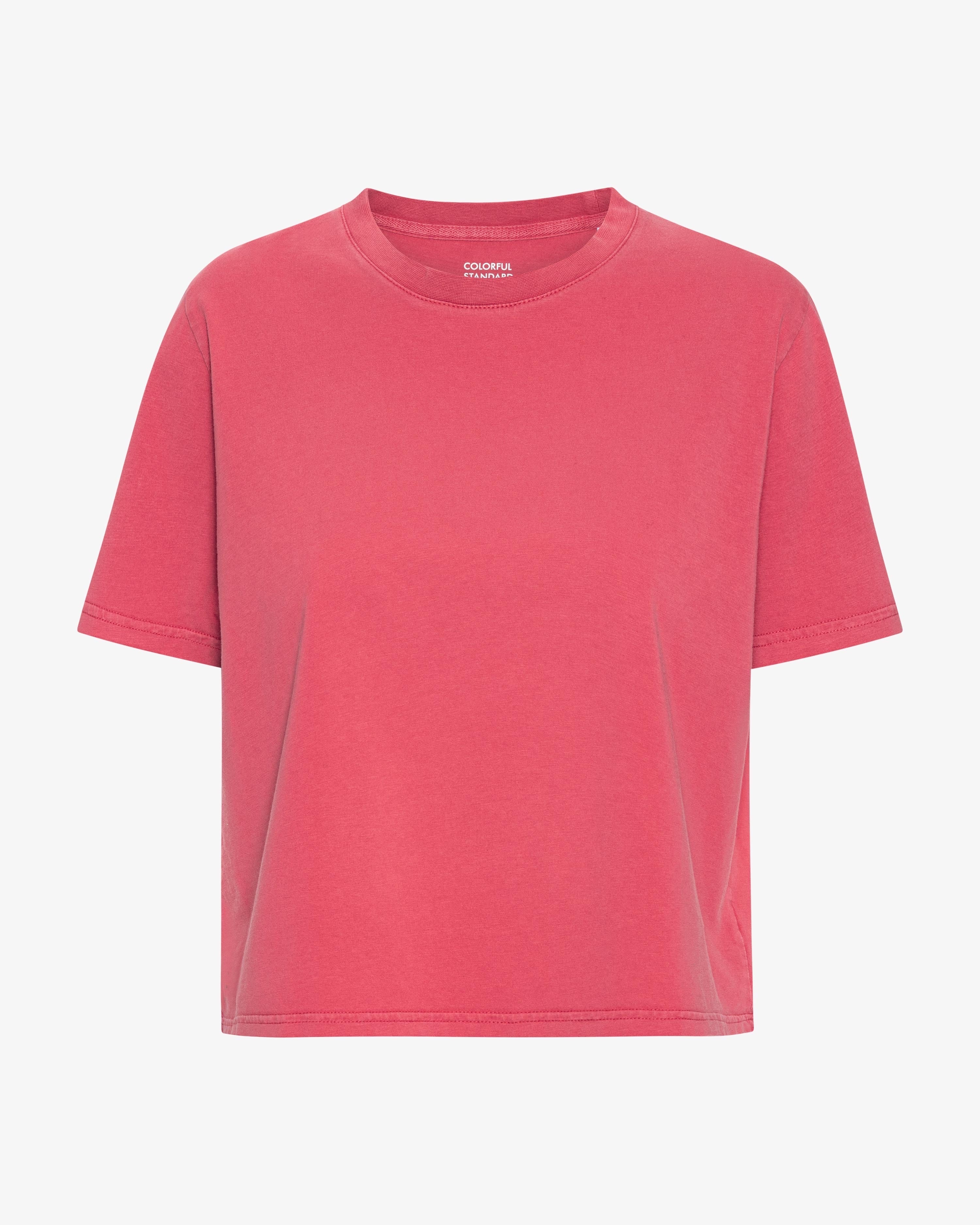 Organic Boxy Crop Tee - Faded Red