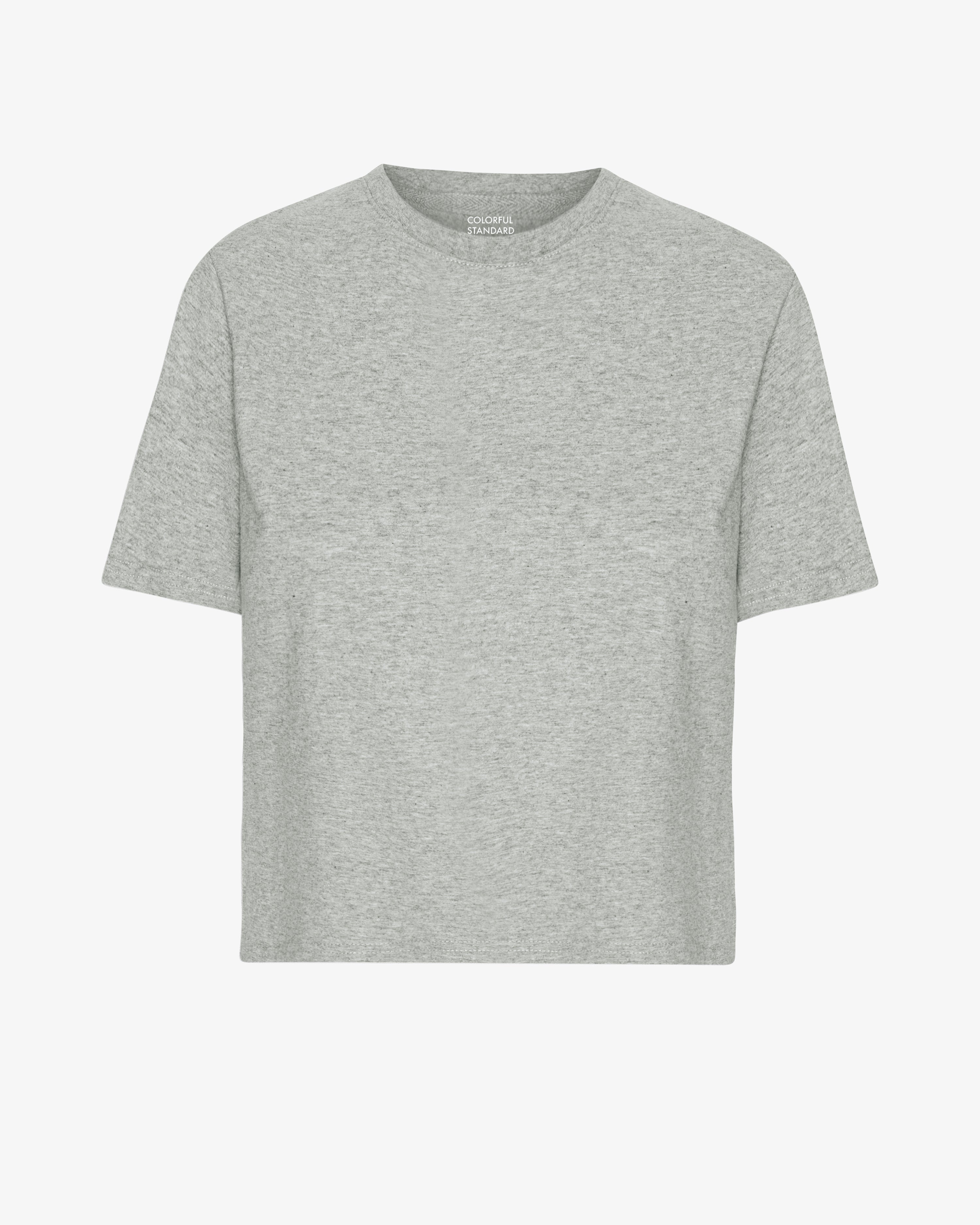 Organic Boxy Crop Tee - Heather Grey