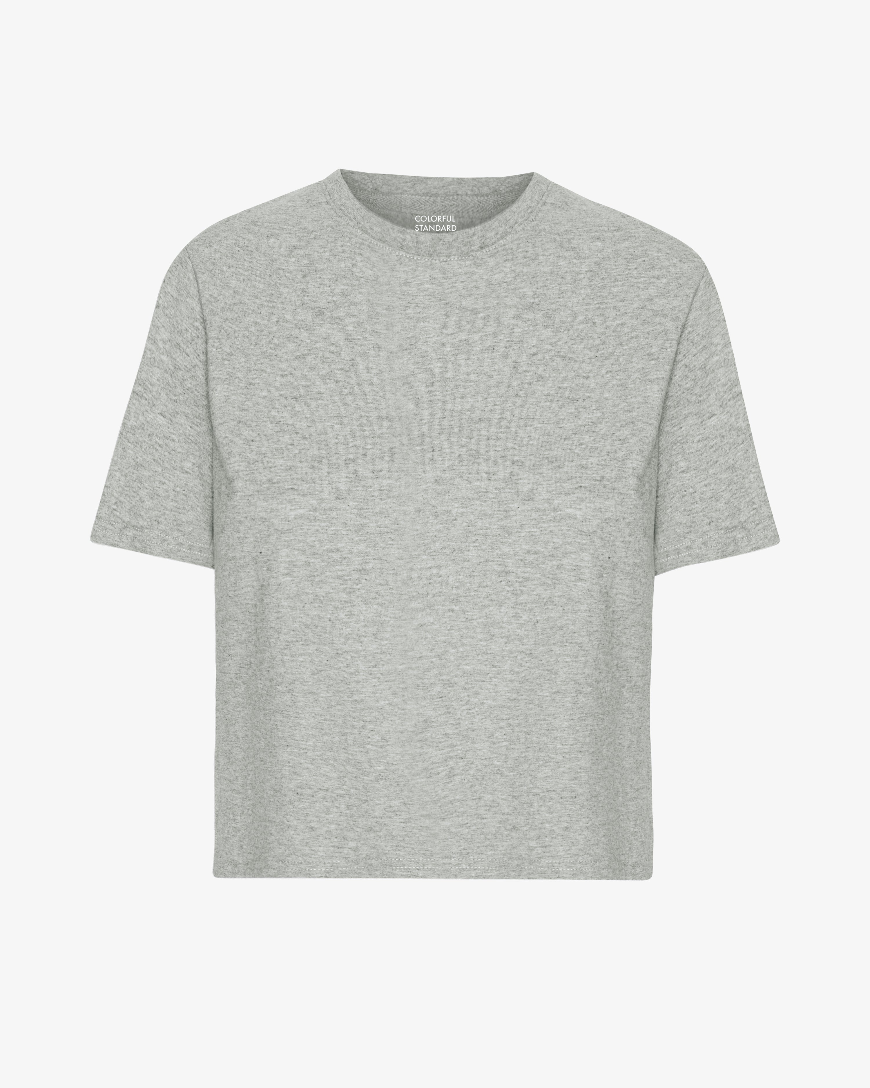 Organic Boxy Crop Tee - Heather Grey