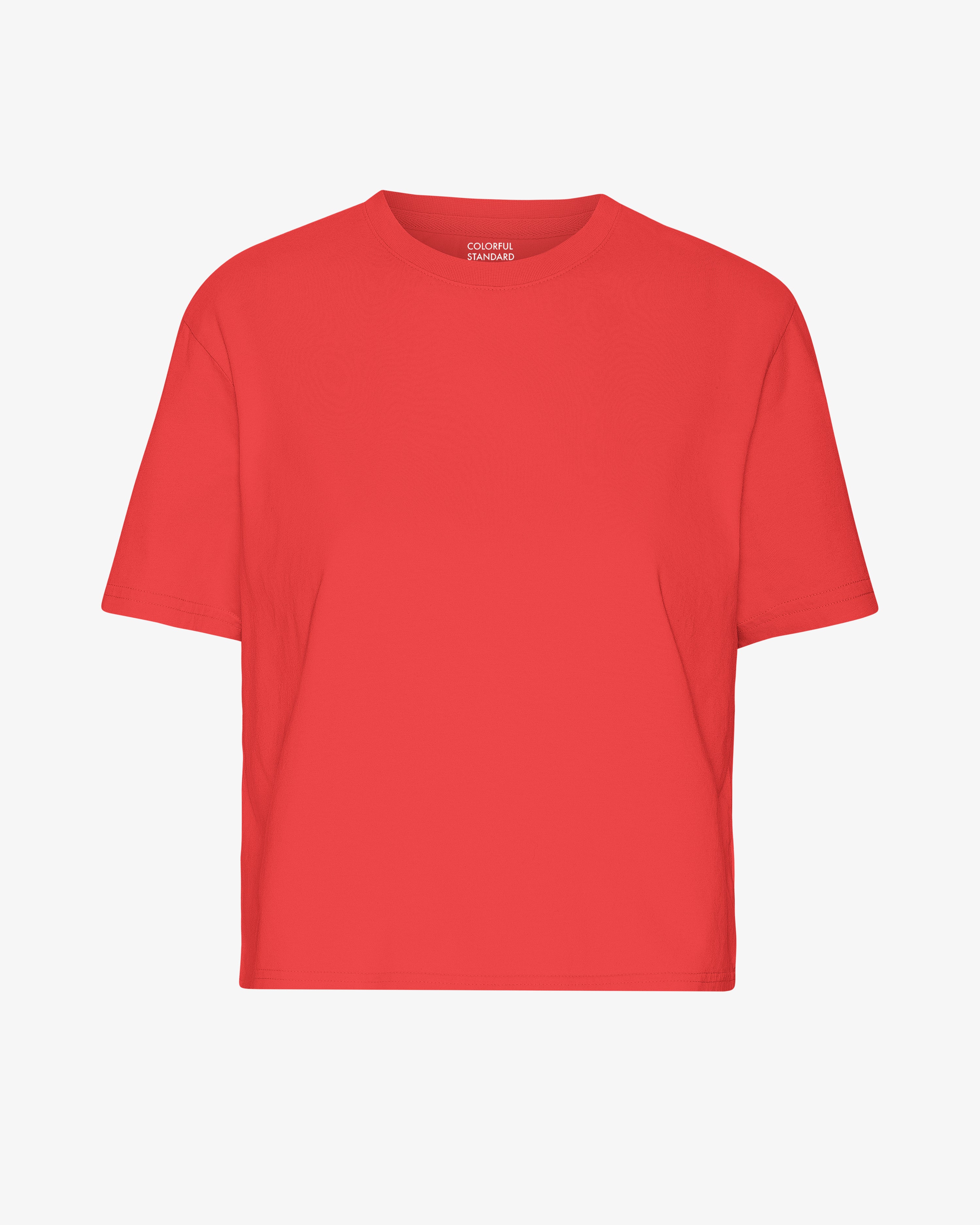 Organic Boxy Crop Tee - Red Tangerine