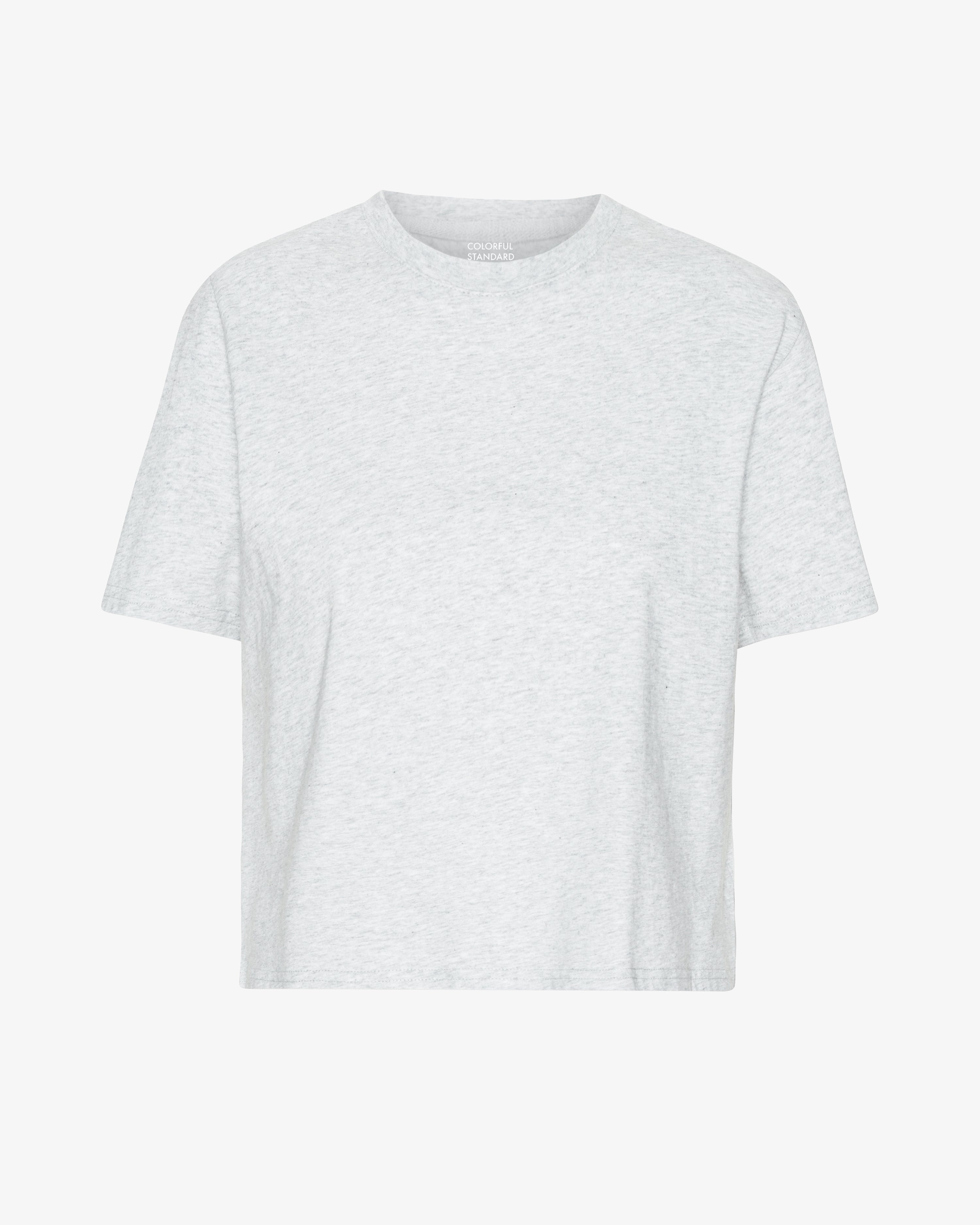 Organic Boxy Crop Tee - Snow Melange